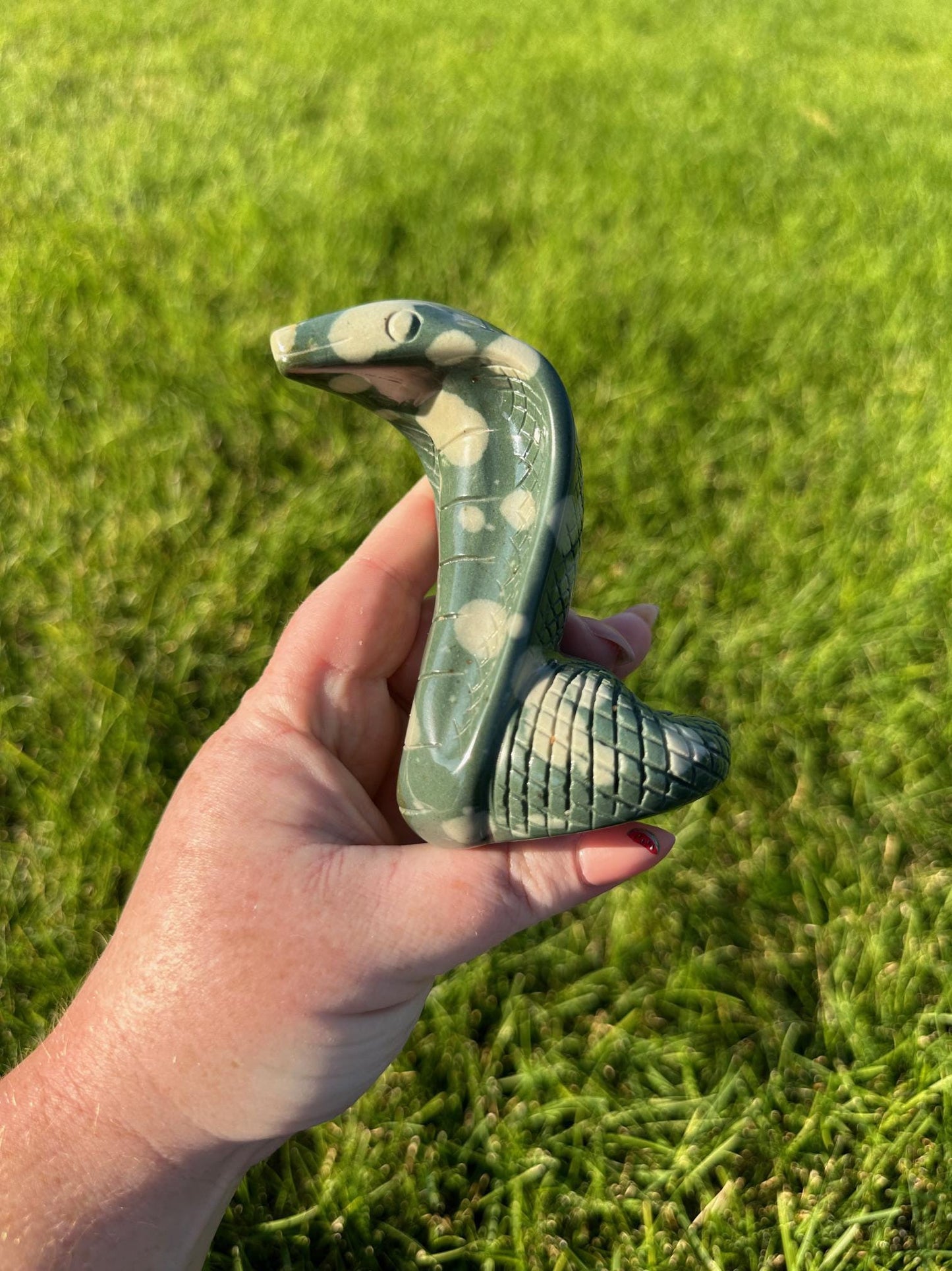 Jasper Snake Crystal Carving - 4.5 Inches Tall, 13oz