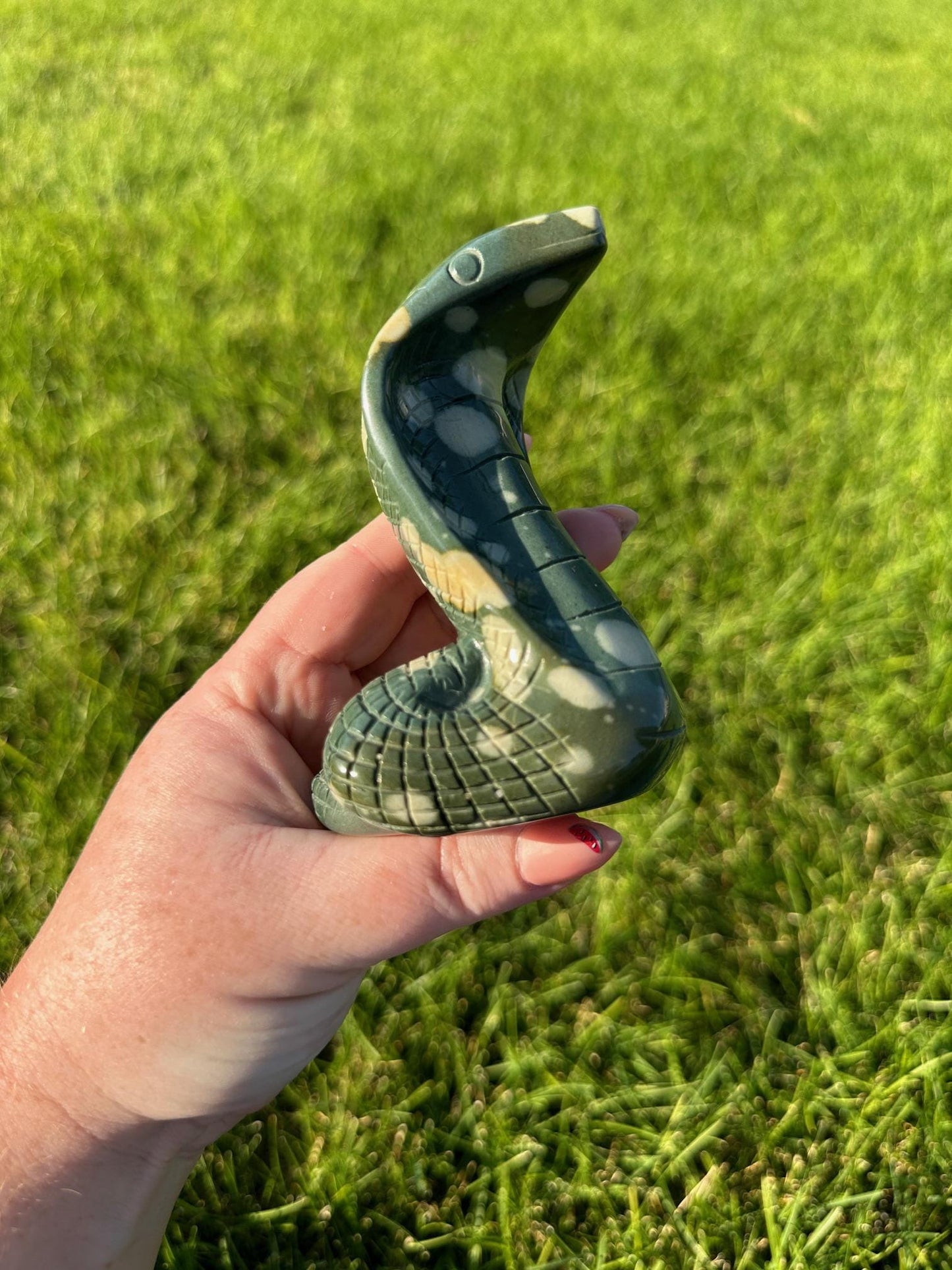 Jasper Snake Crystal Carving - 4.5 Inches Tall, 13oz