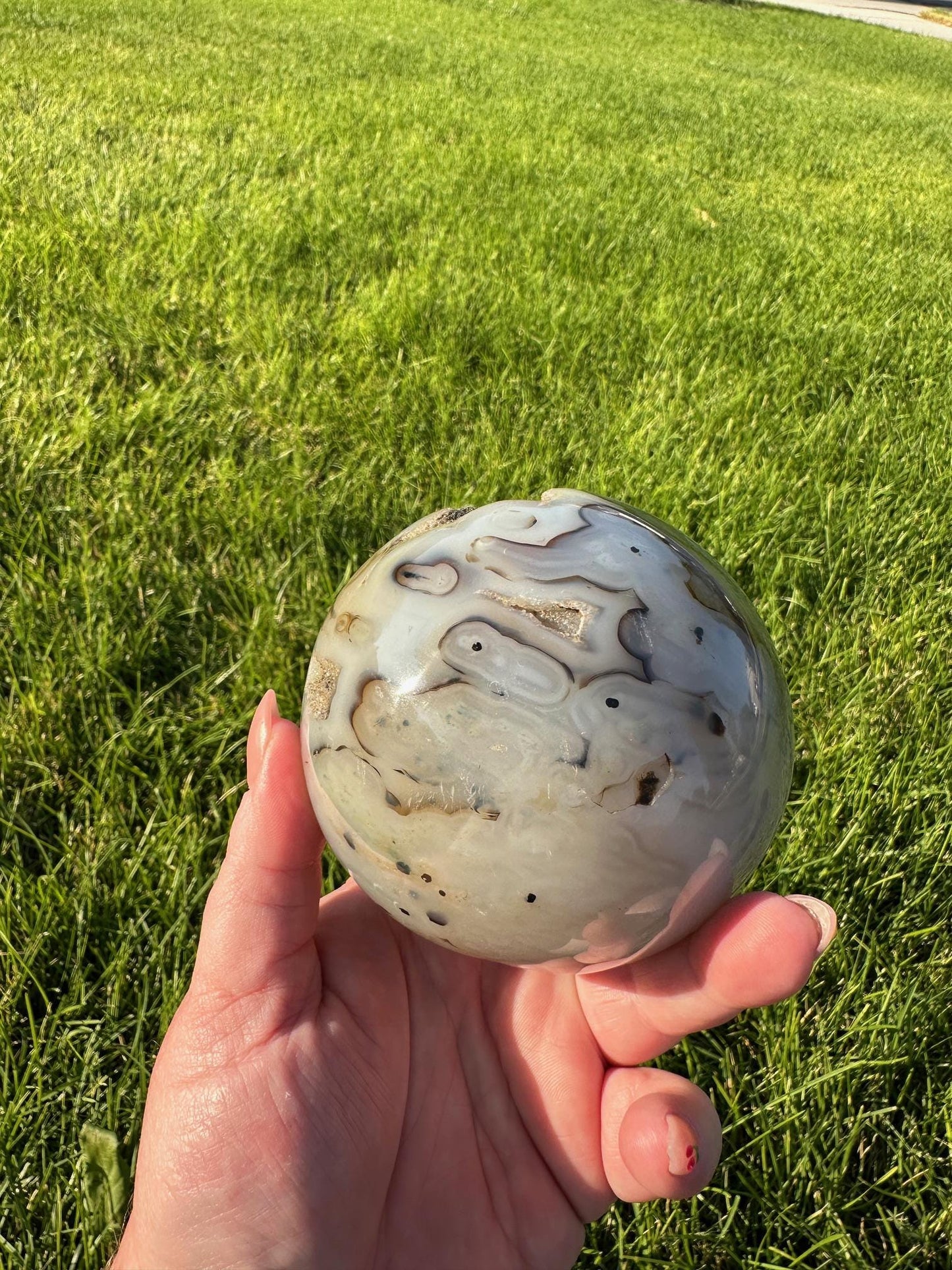 Druzy Agate Sphere - 3.3 Inch Diameter, 2lbs 4oz