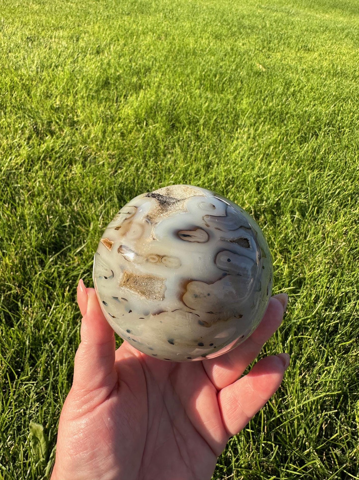 Druzy Agate Sphere - 3.3 Inch Diameter, 2lbs 4oz