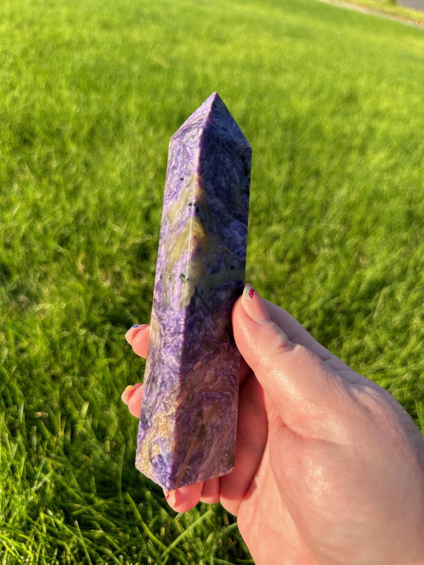 Charoite Tower - 6.5 Inches Tall, 7oz