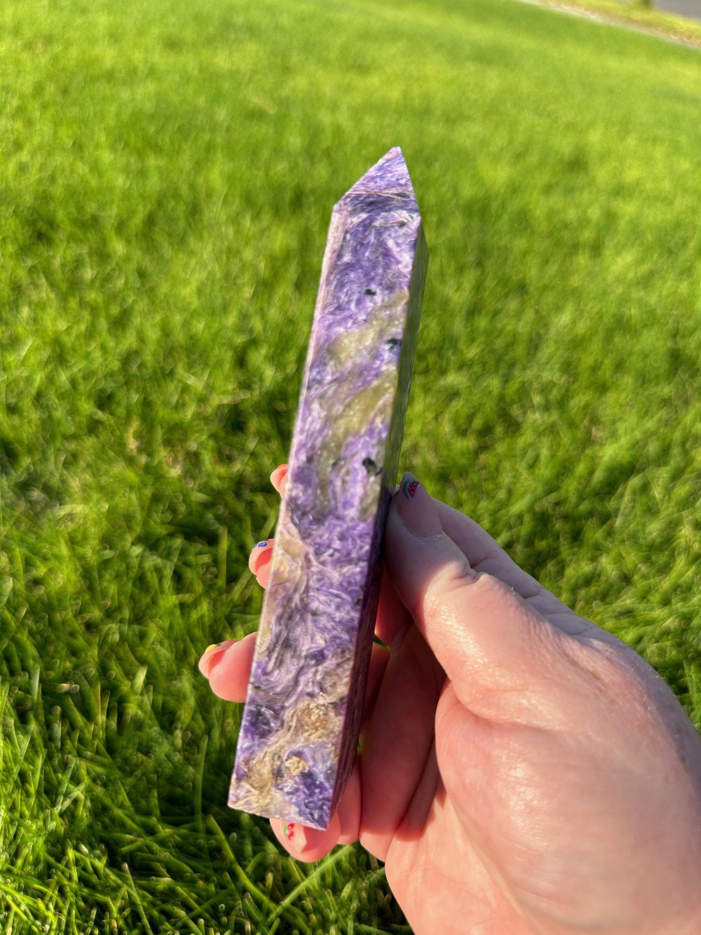 Charoite Tower - 6.5 Inches Tall, 7oz