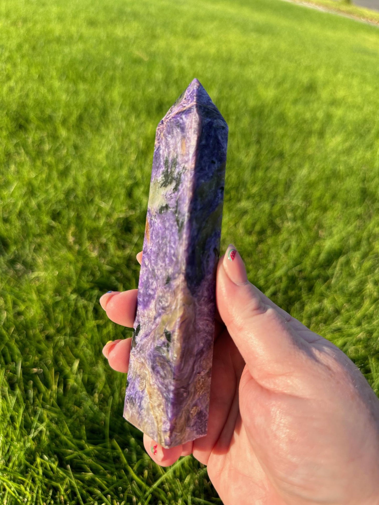 Charoite Tower - 6.5 Inches Tall, 7oz