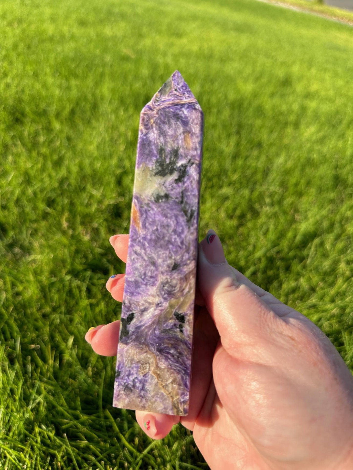 Charoite Tower - 6.5 Inches Tall, 7oz