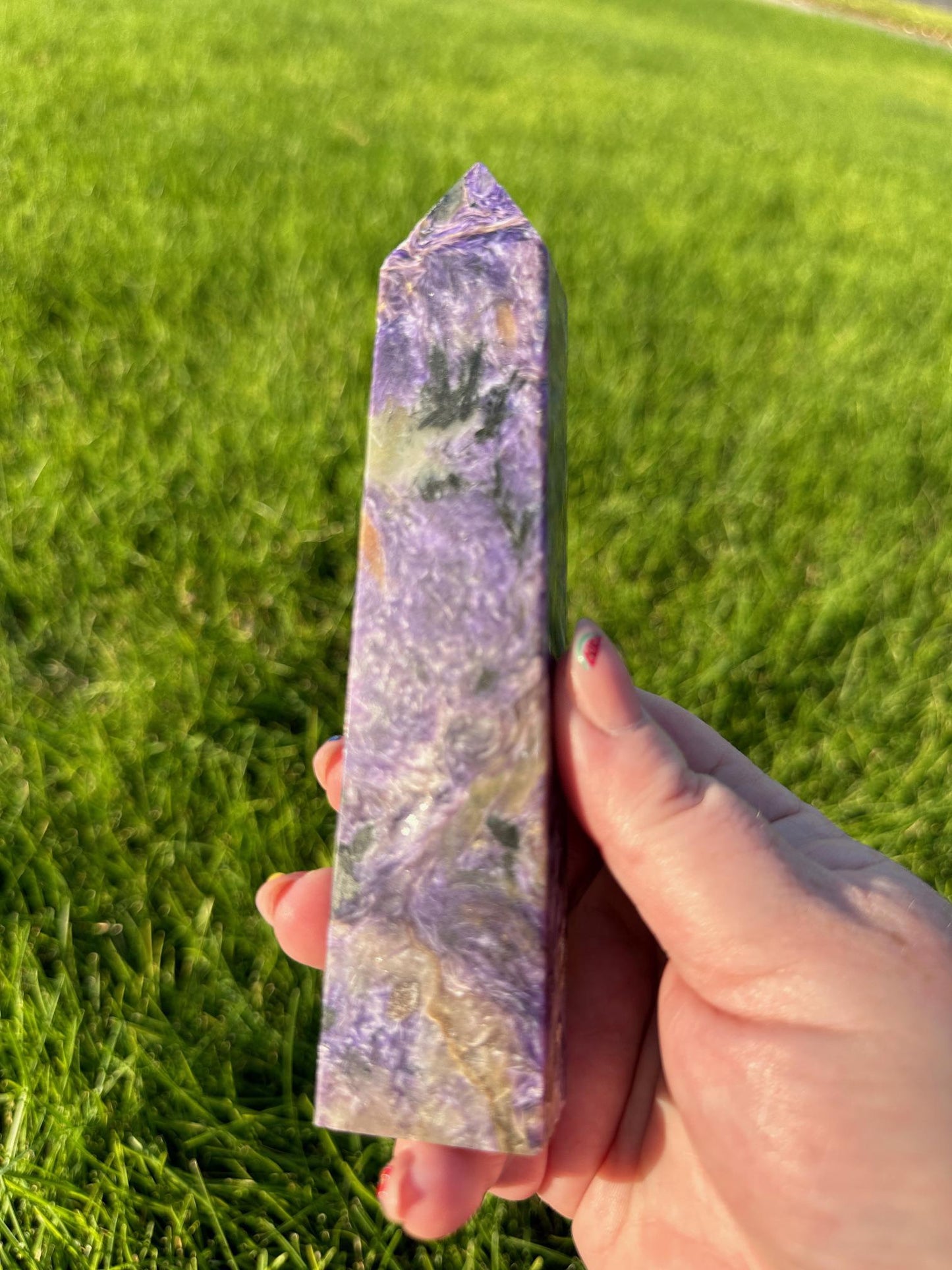 Charoite Tower - 6.5 Inches Tall, 7oz