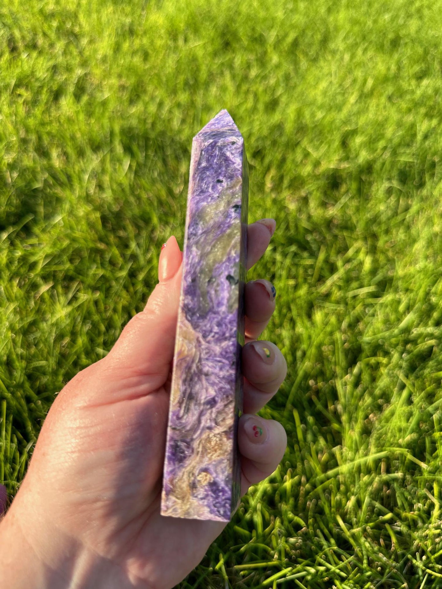 Charoite Tower - 6.5 Inches Tall, 7oz