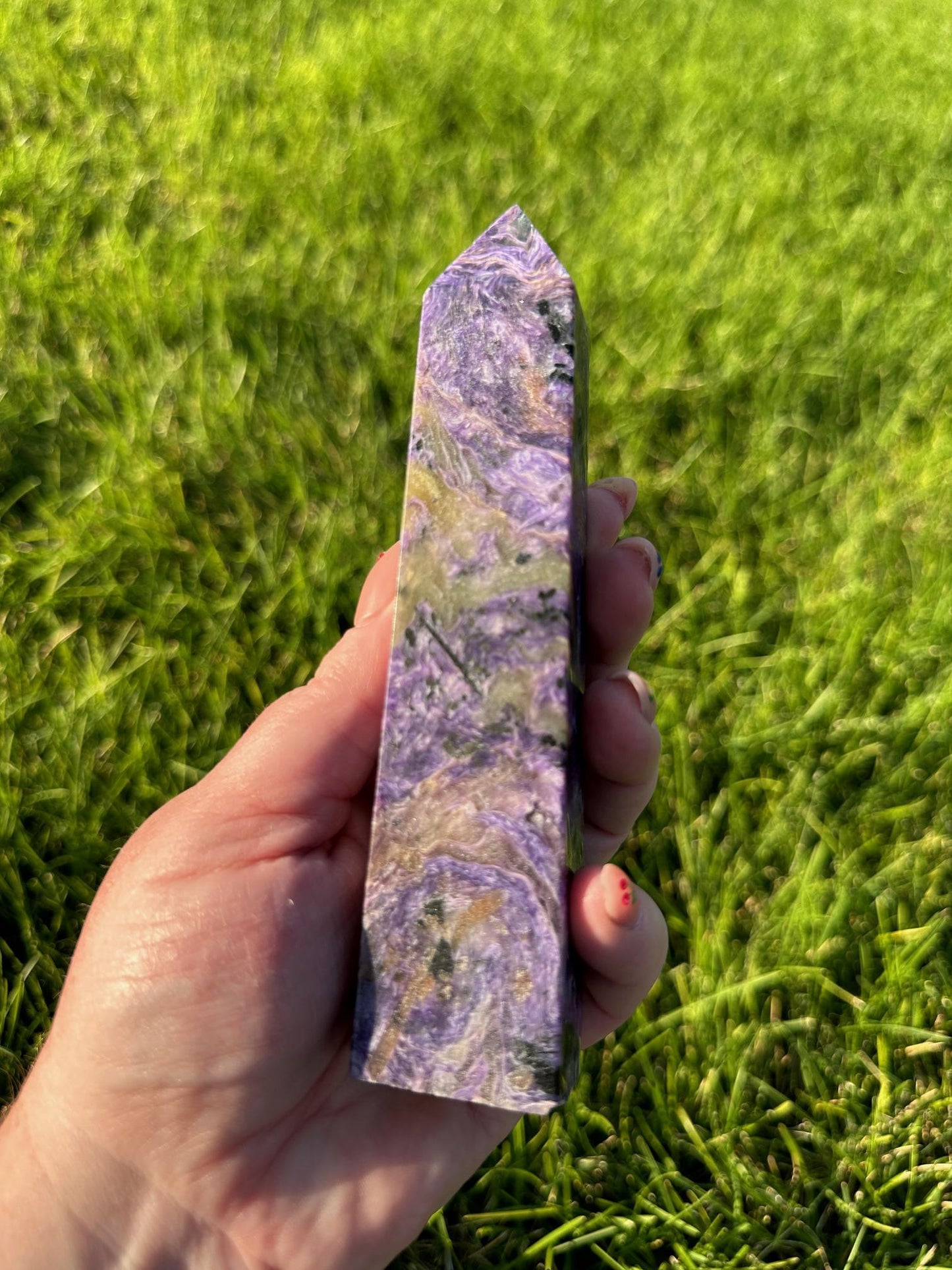 Charoite Tower - 6.5 Inches Tall, 7oz