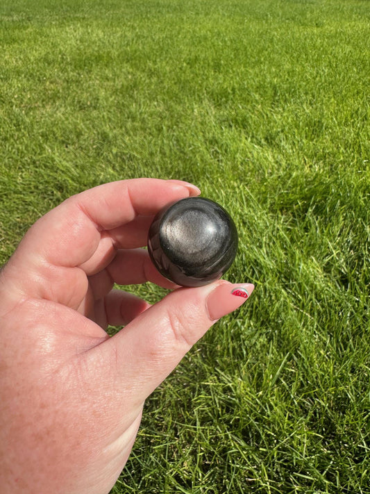 Silver Sheen Obsidian Spheres - 1.1 Inch Diameter