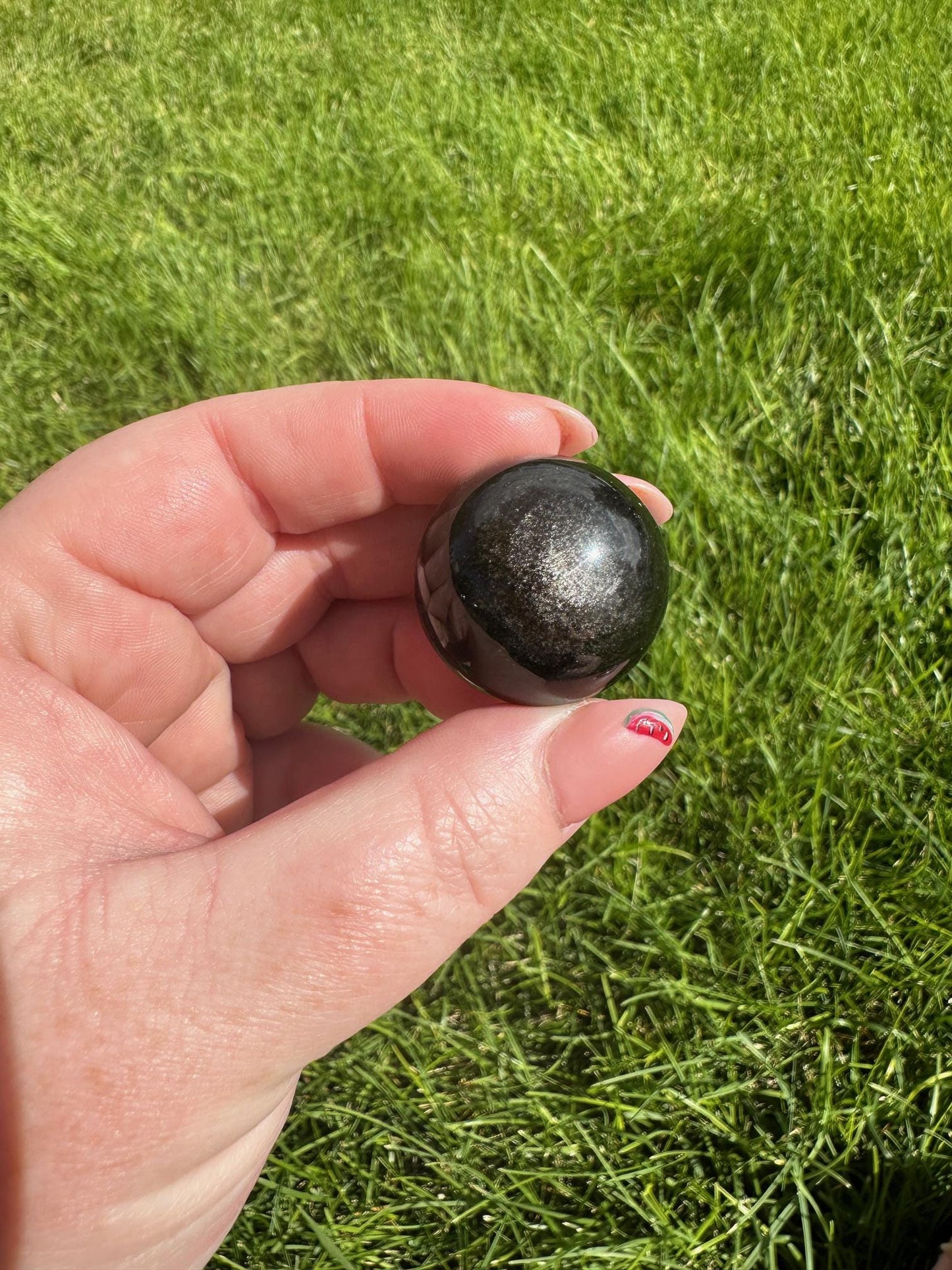 Silver Sheen Obsidian Spheres - 0.8 to 0.9 Inches Diameter