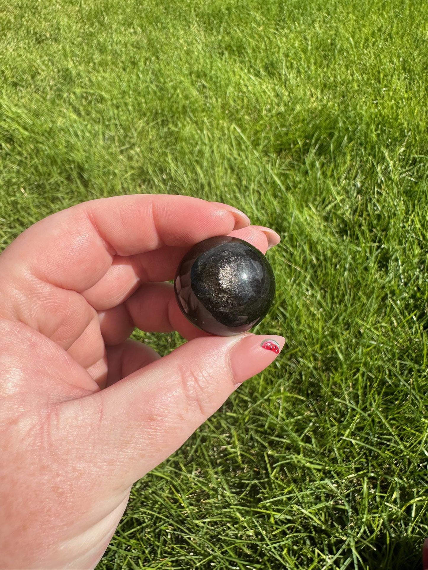 Silver Sheen Obsidian Spheres - 0.8 to 0.9 Inches Diameter