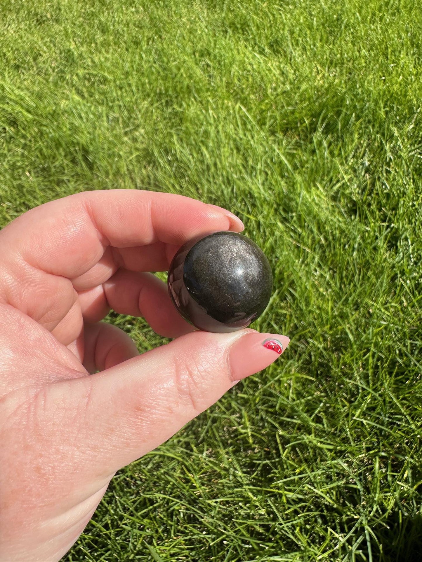 Silver Sheen Obsidian Spheres - 0.8 to 0.9 Inches Diameter