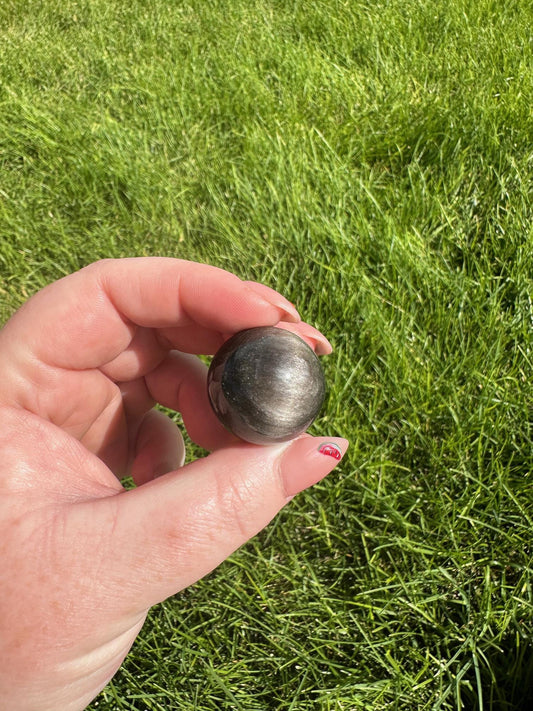 Silver Sheen Obsidian Spheres - 0.8 to 0.9 Inches Diameter