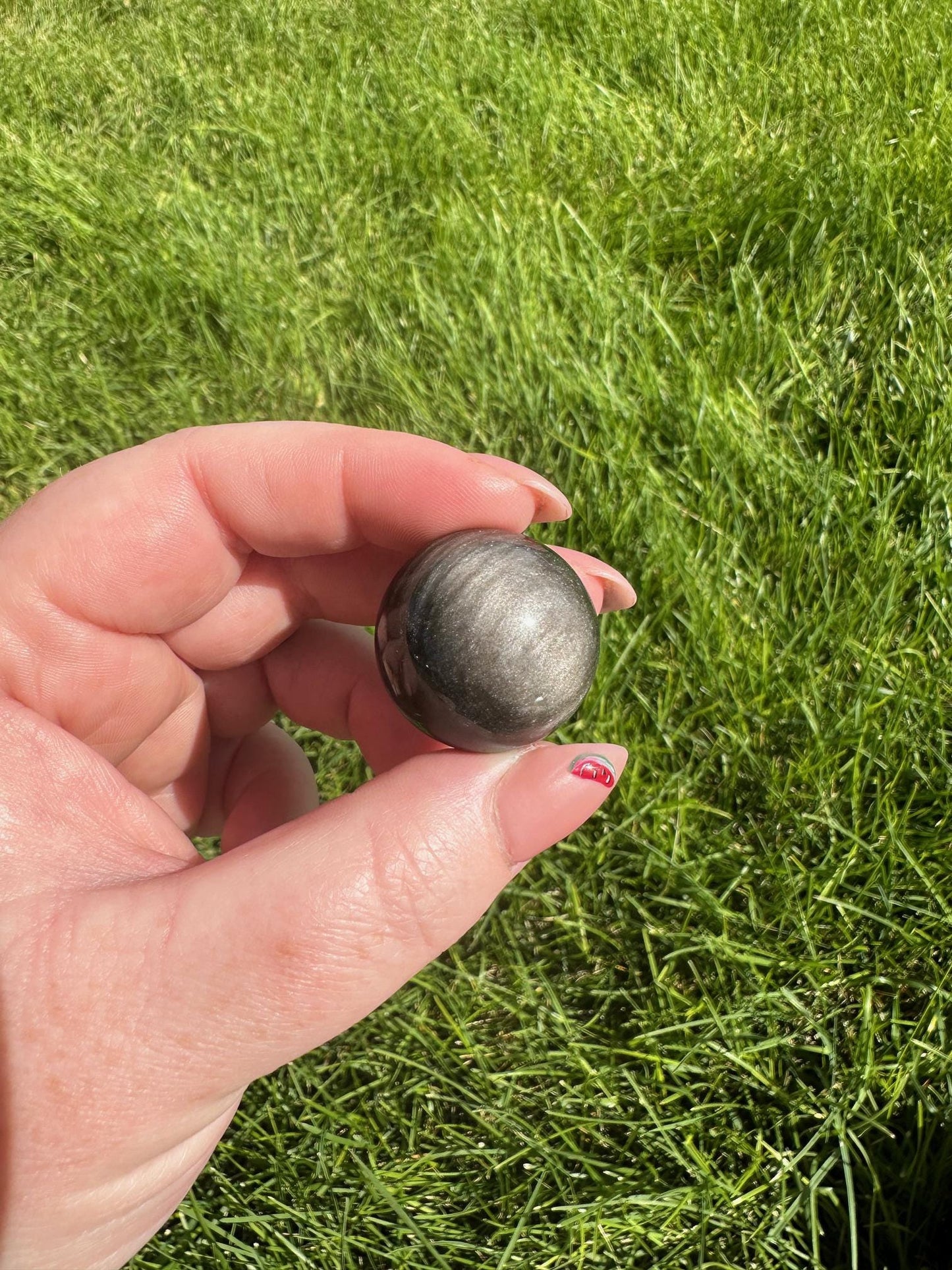 Silver Sheen Obsidian Spheres - 0.8 to 0.9 Inches Diameter