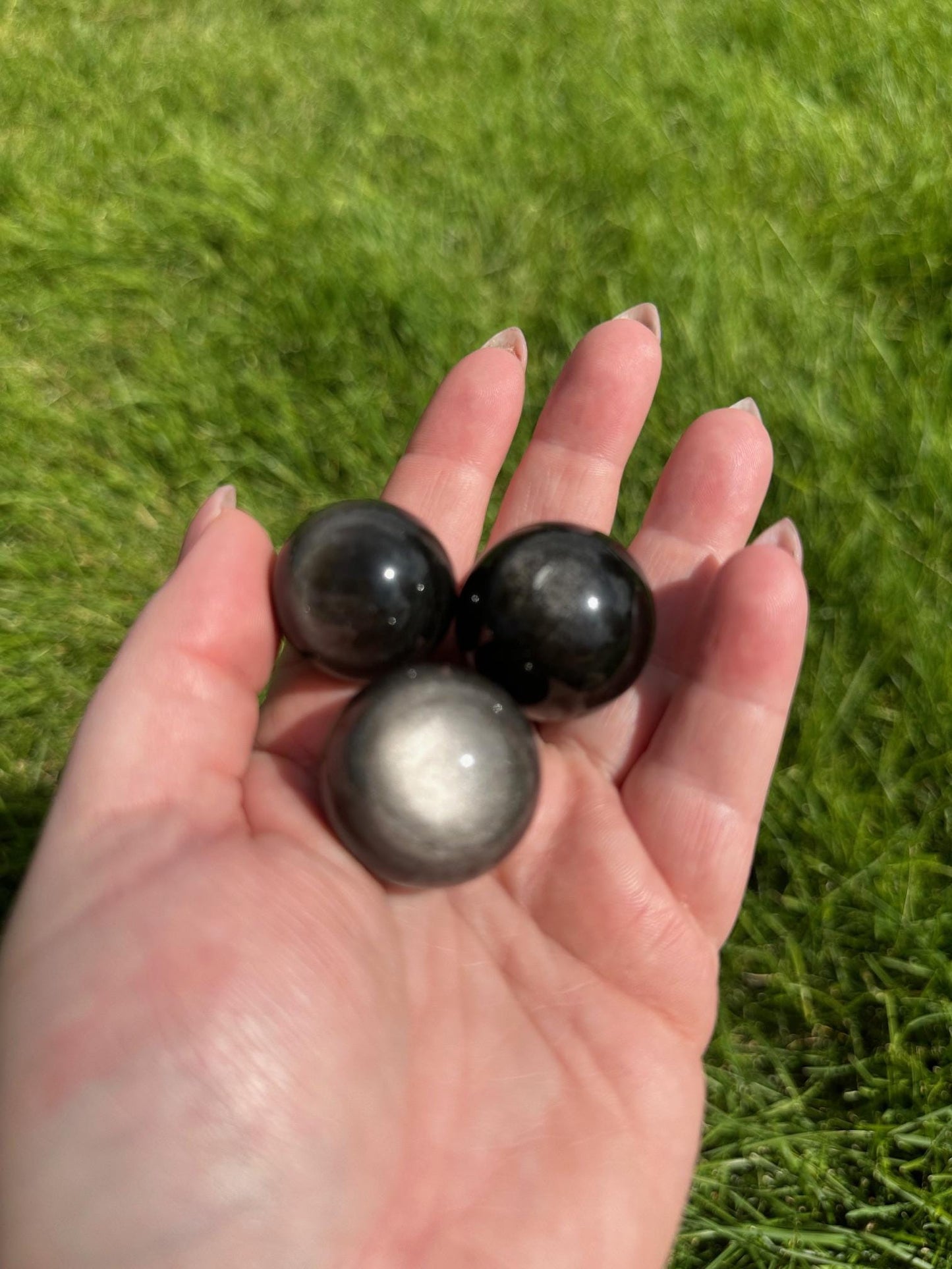 Silver Sheen Obsidian Spheres - 0.8 to 0.9 Inches Diameter