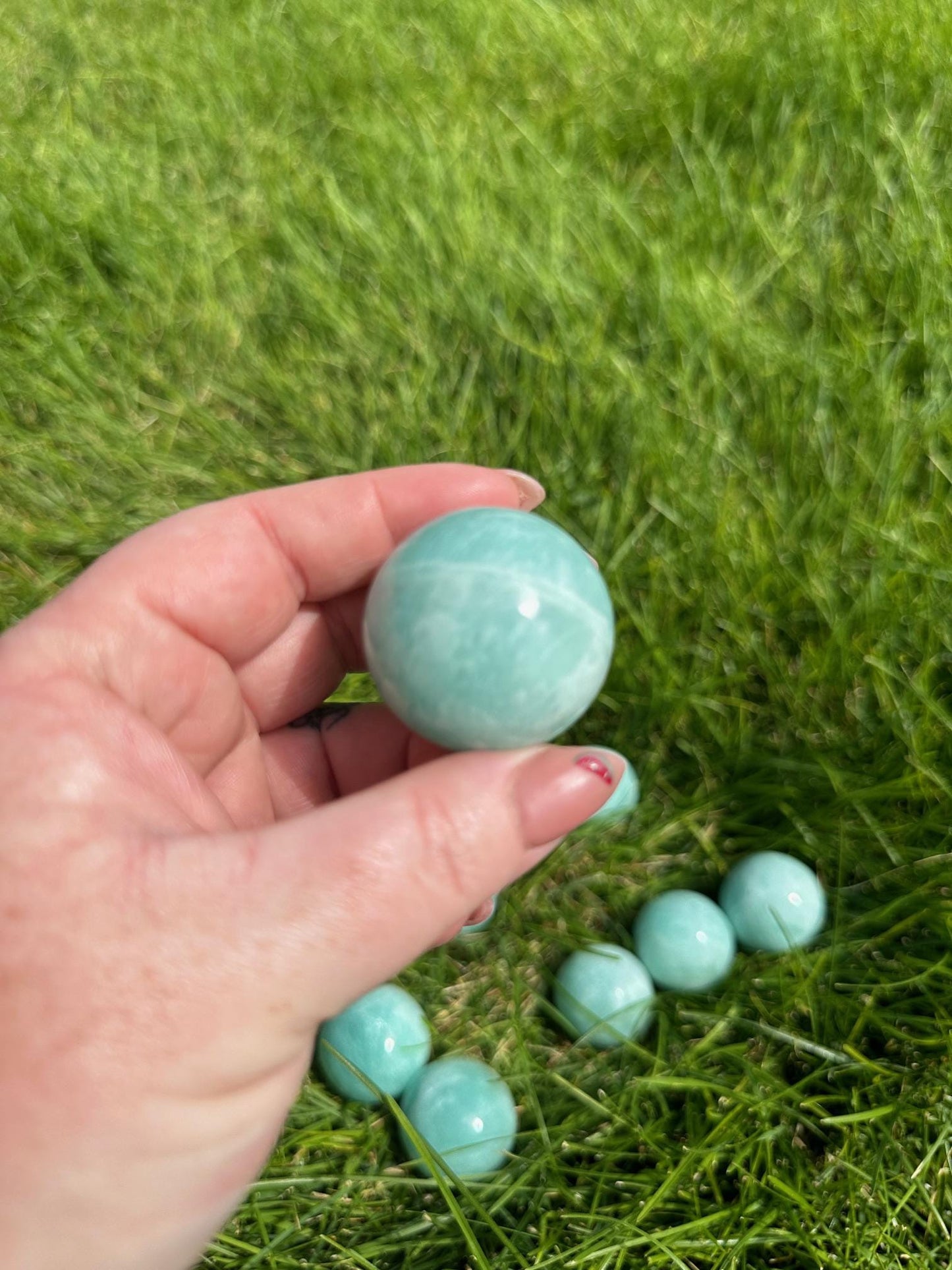 High-Quality Amazonite Spheres - 1.1 to 1.3 Inches Diameter