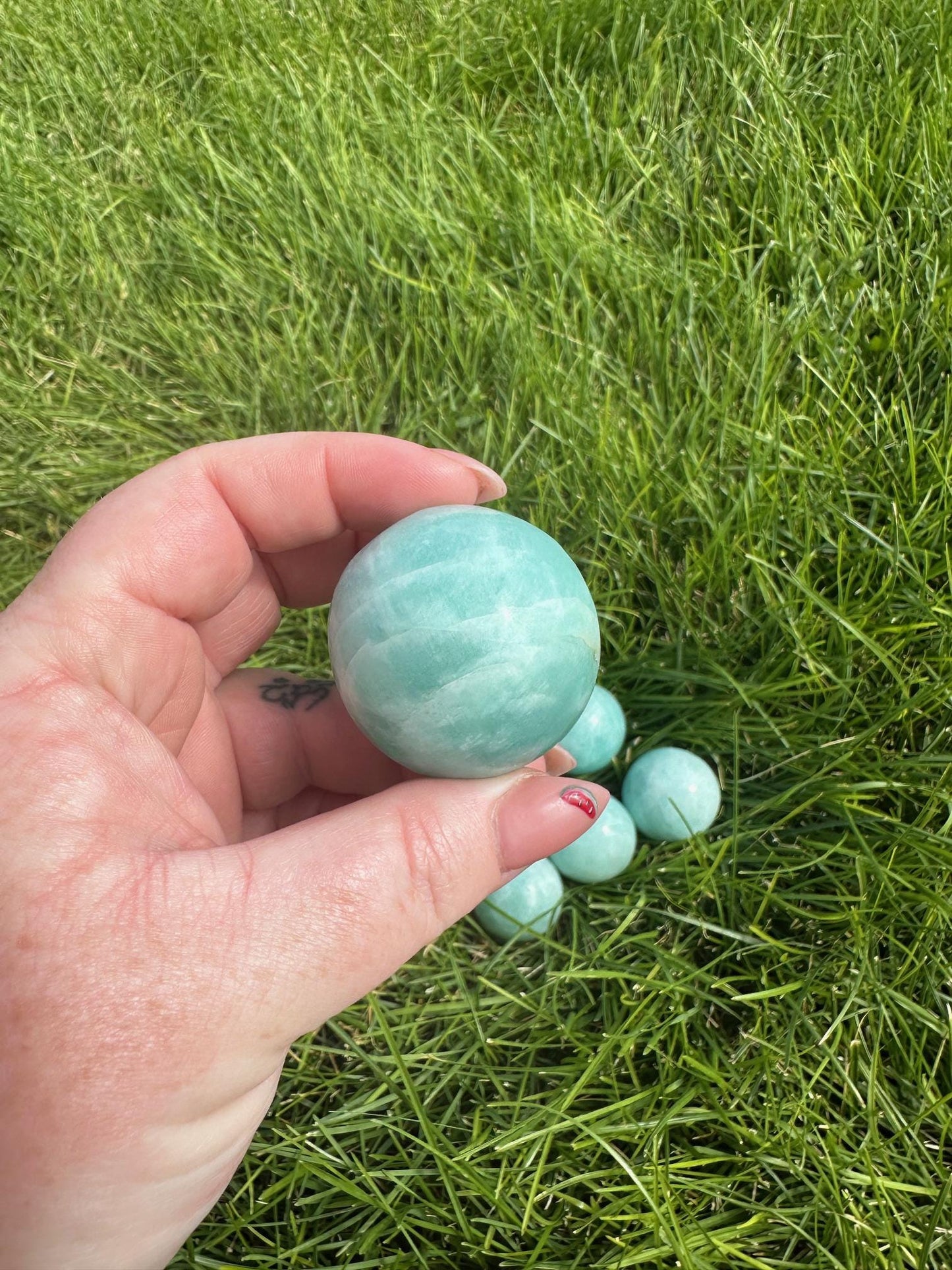 High-Quality Amazonite Spheres - 1.1 to 1.3 Inches Diameter