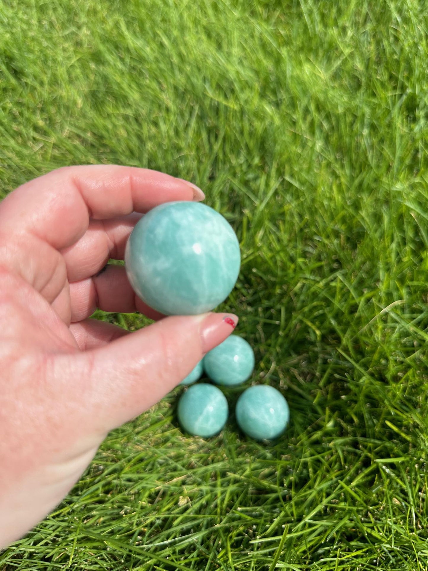 High-Quality Amazonite Spheres - 1.3 to 1.5 Inches Diameter