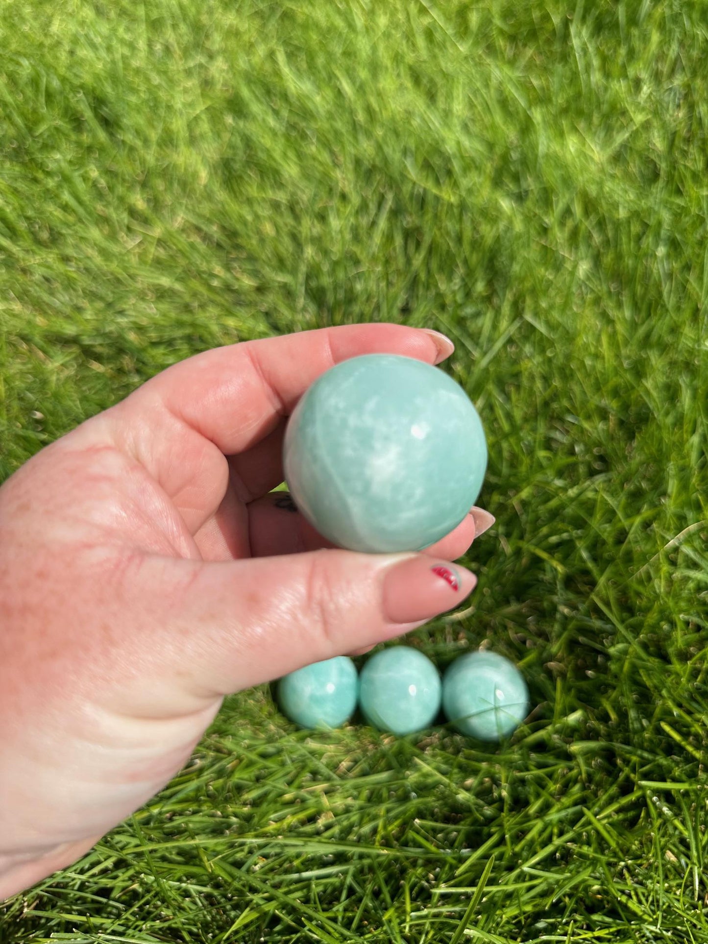 High-Quality Amazonite Spheres - 1.3 to 1.5 Inches Diameter