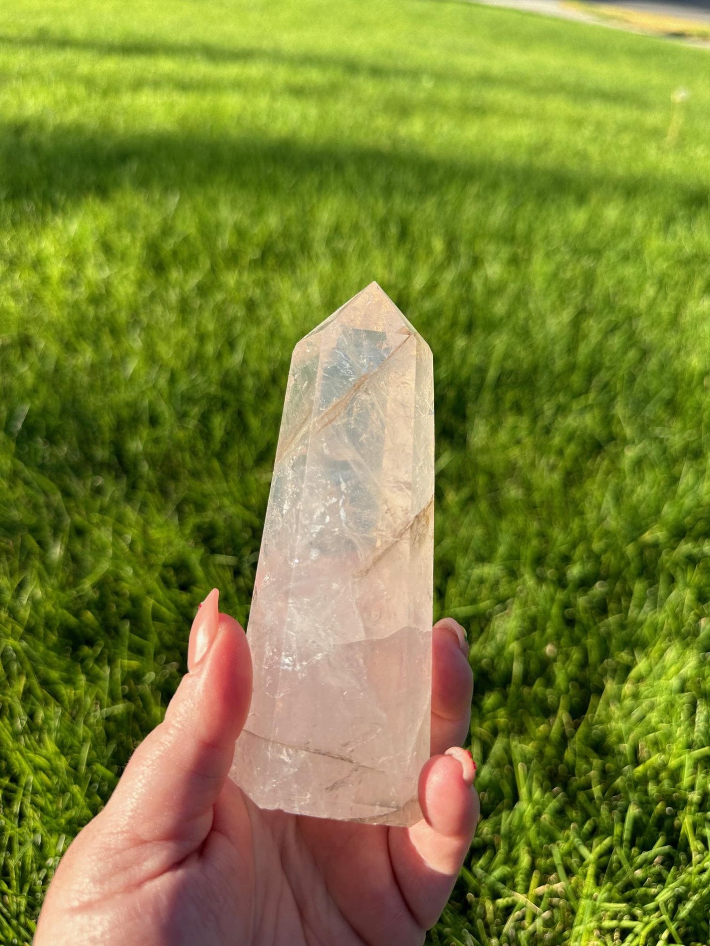 Light Pink Dendritic Rose Quartz Tower - Just Under 5 Inches Tall, 11oz