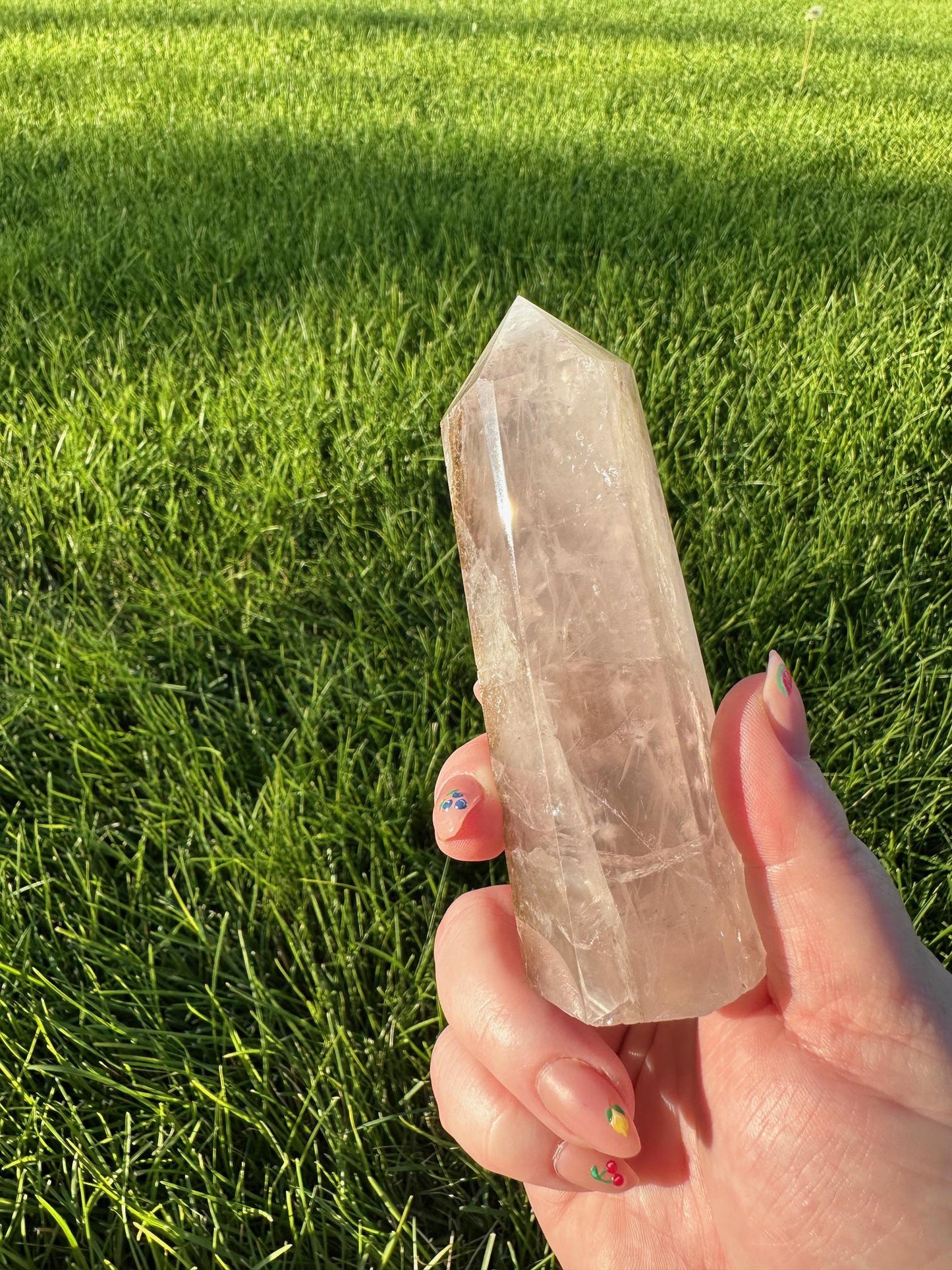 Light Pink Dendritic Rose Quartz Tower - Just Under 5 Inches Tall, 10oz