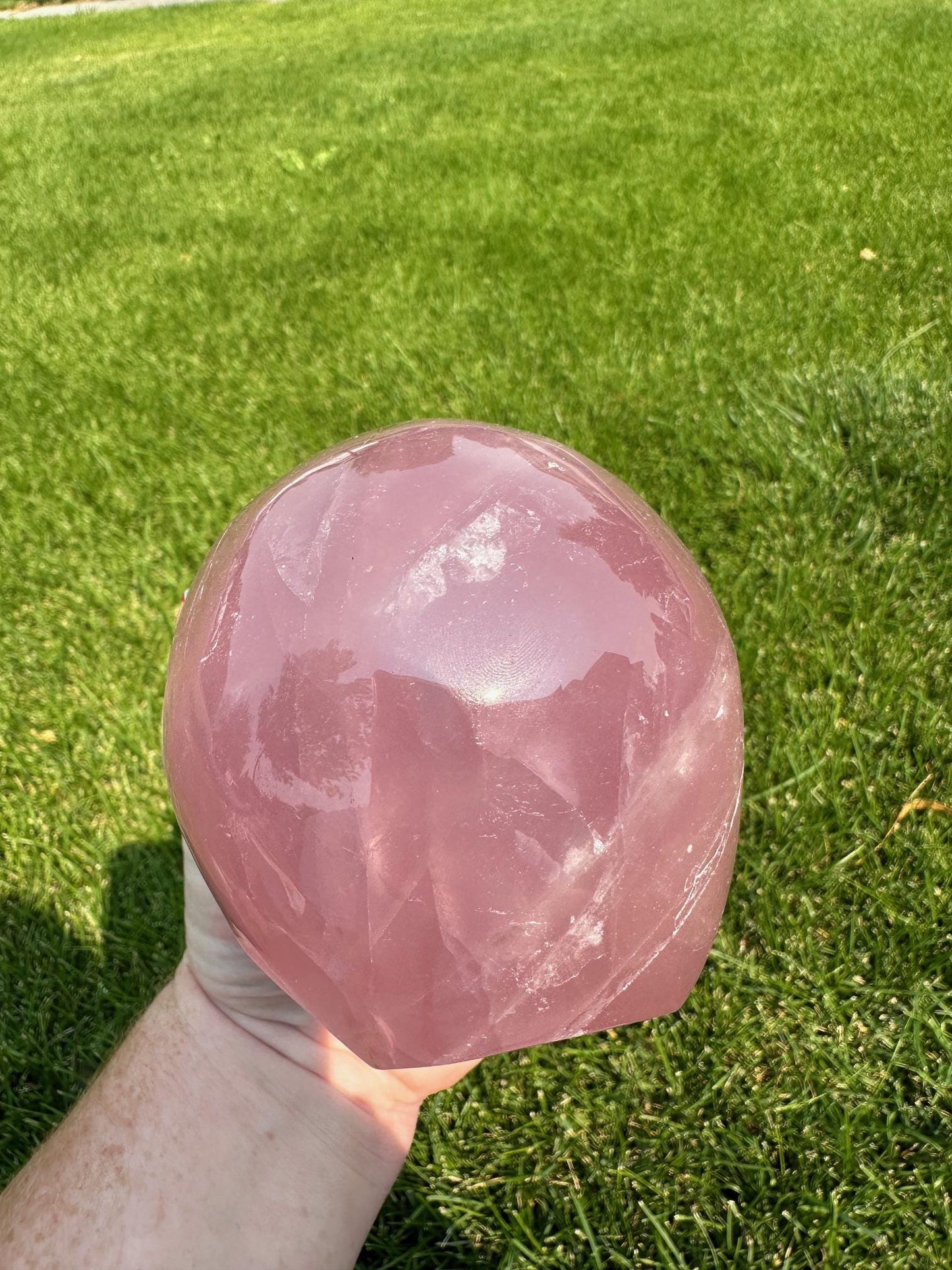 Rose Quartz Crystal Skull – 3 lbs 10 oz – Over 4 Inches Tall – Love and Healing Energy carving