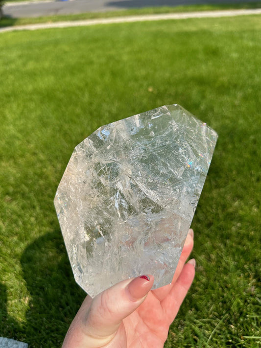 Premium Clear Quartz with Rainbows – 5 lbs 10 oz – Versatile Display Crystal