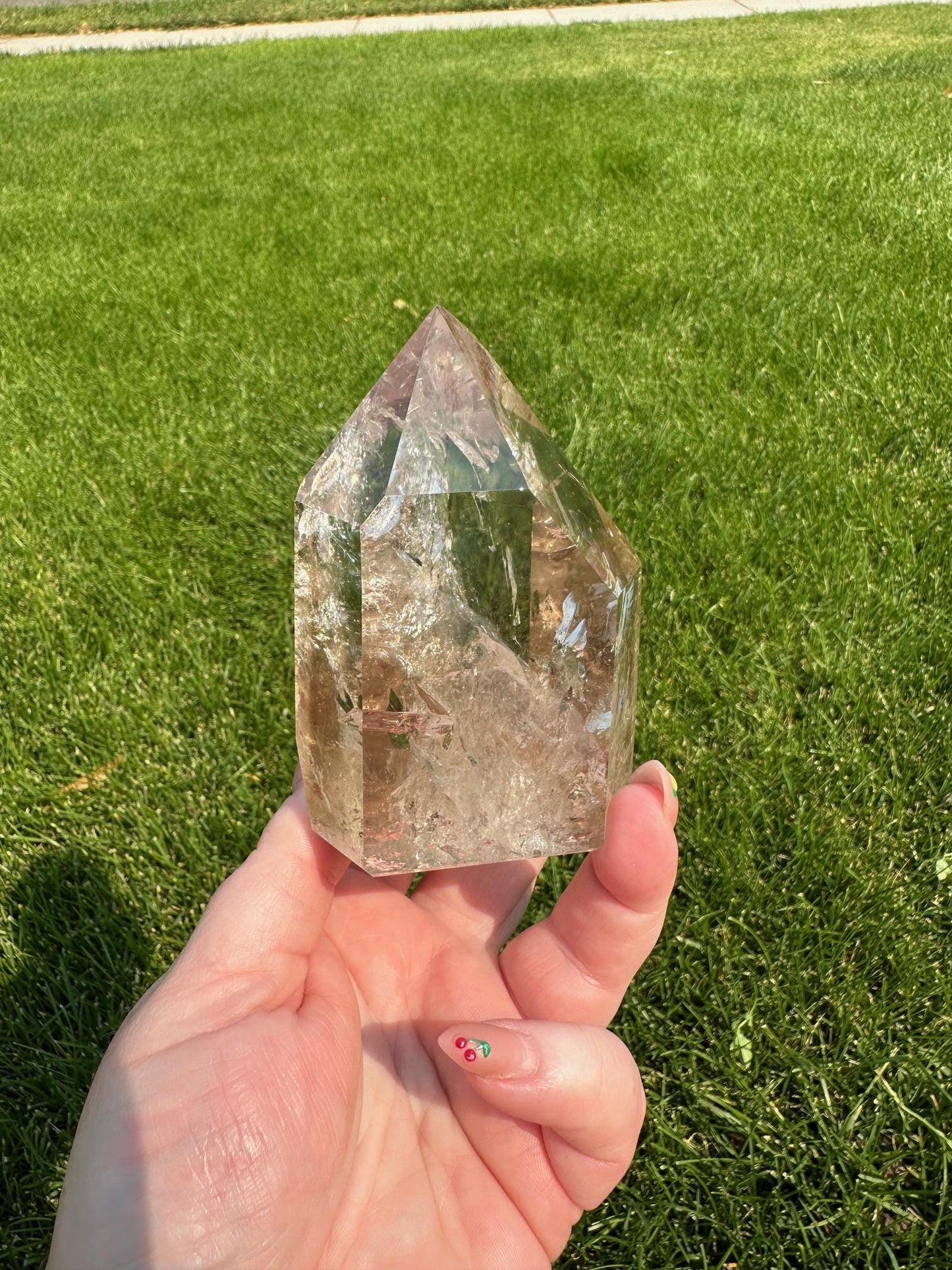 Premium Smoky Quartz Tower with Rainbows – 1 lb 3 oz – 3.6 Inches Tall – Brazilian Crystal