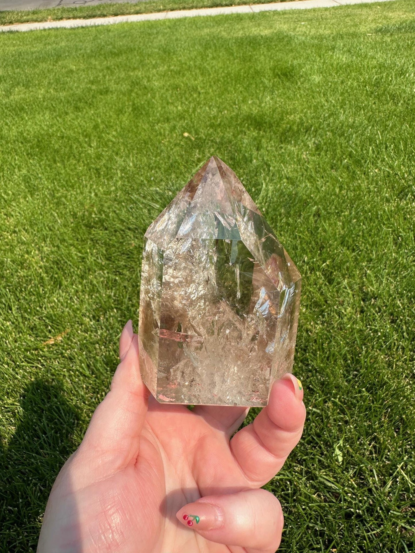 Premium Smoky Quartz Tower with Rainbows – 1 lb 3 oz – 3.6 Inches Tall – Brazilian Crystal