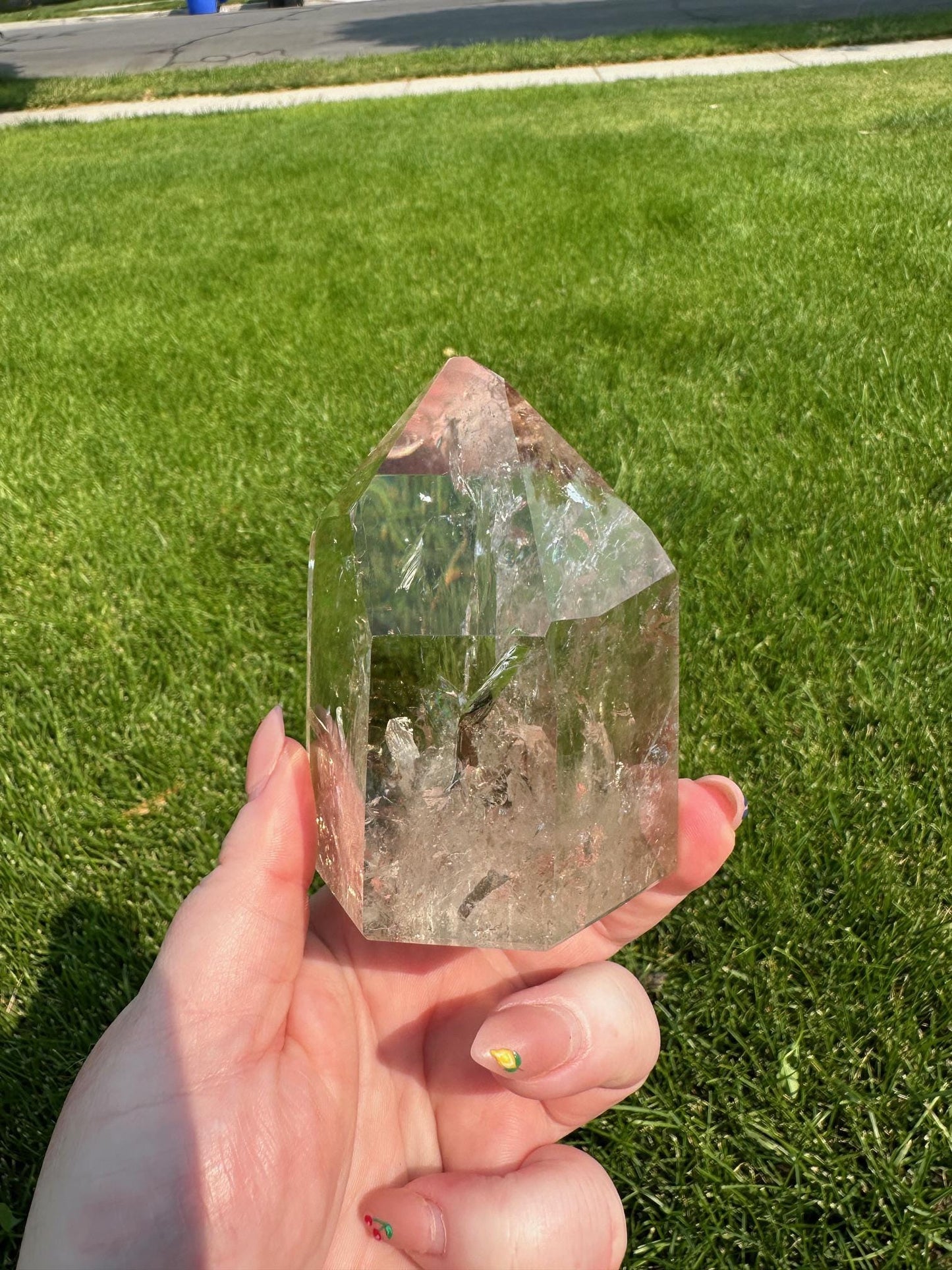 Premium Smoky Quartz Tower with Rainbows – 1 lb 3 oz – 3.6 Inches Tall – Brazilian Crystal