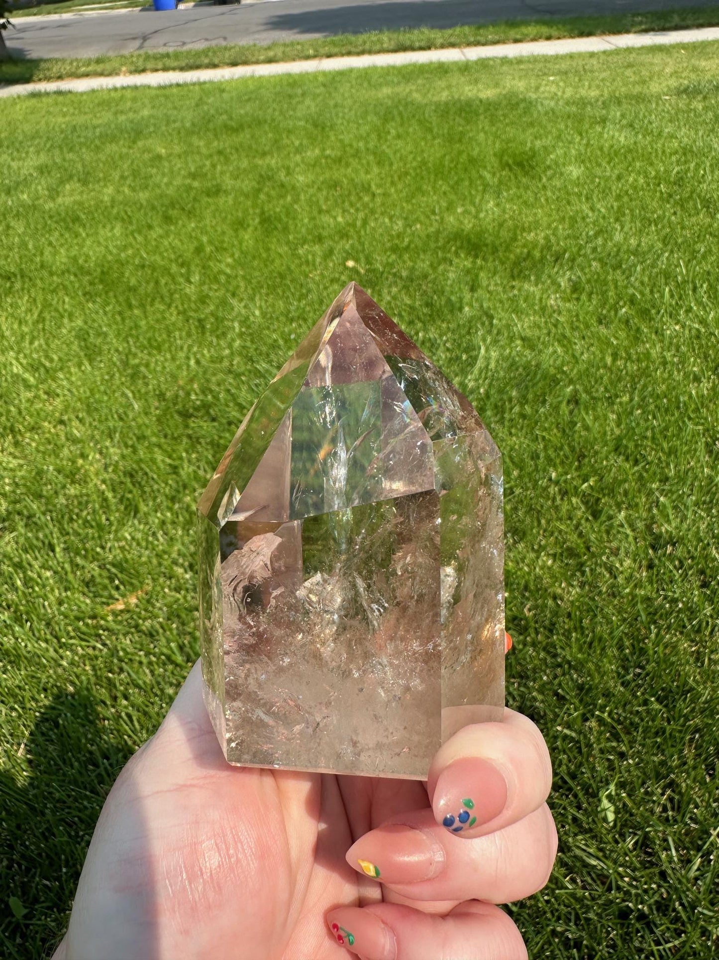 Premium Smoky Quartz Tower with Rainbows – 1 lb 3 oz – 3.6 Inches Tall – Brazilian Crystal