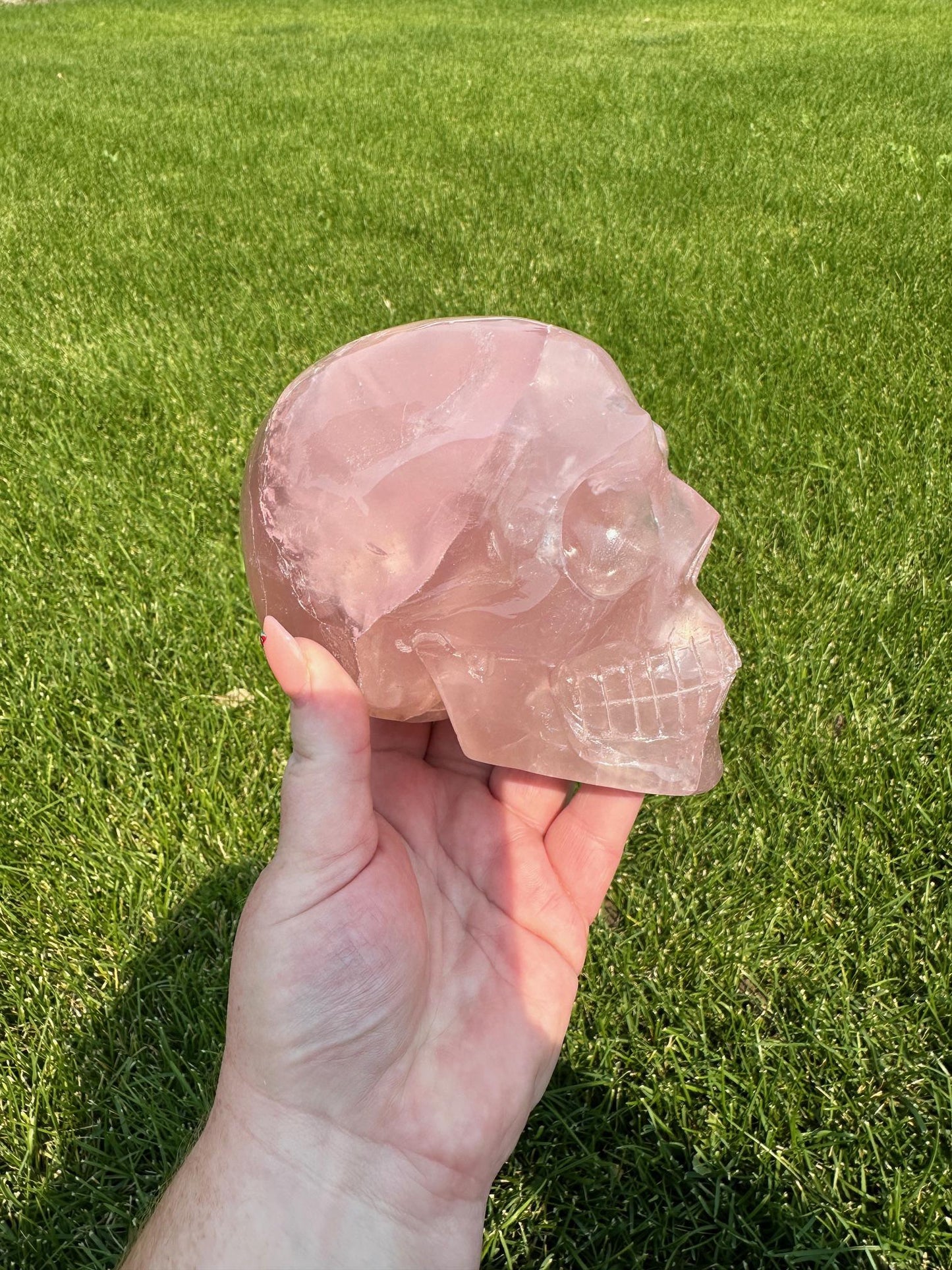 Dark Pink Rose Quartz Skull – 2 lbs 14 oz – 4 Inches Tall – Brazilian Healing Crystal