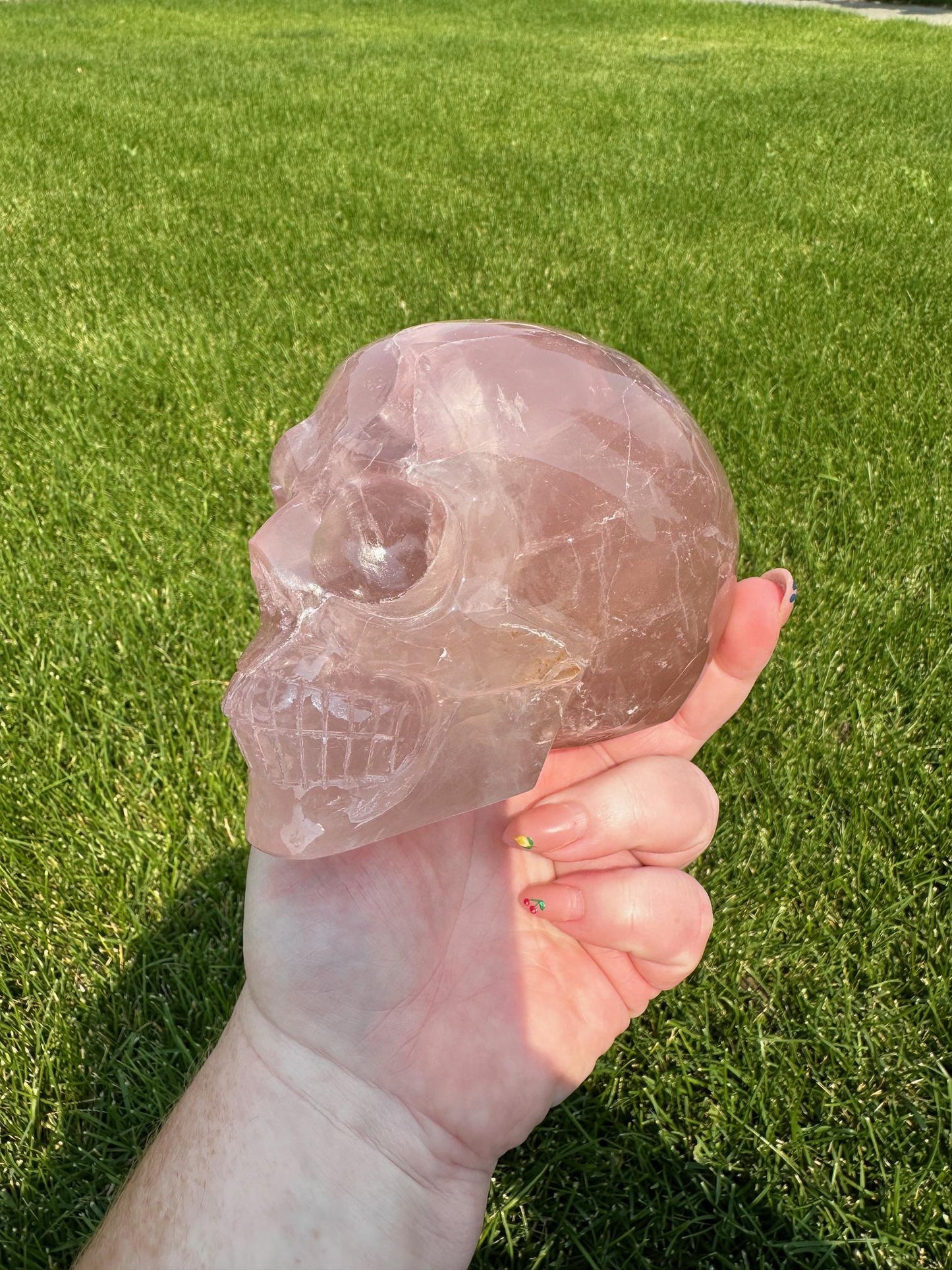 Dark Pink Rose Quartz Skull – 2 lbs 14 oz – 4 Inches Tall – Brazilian Healing Crystal