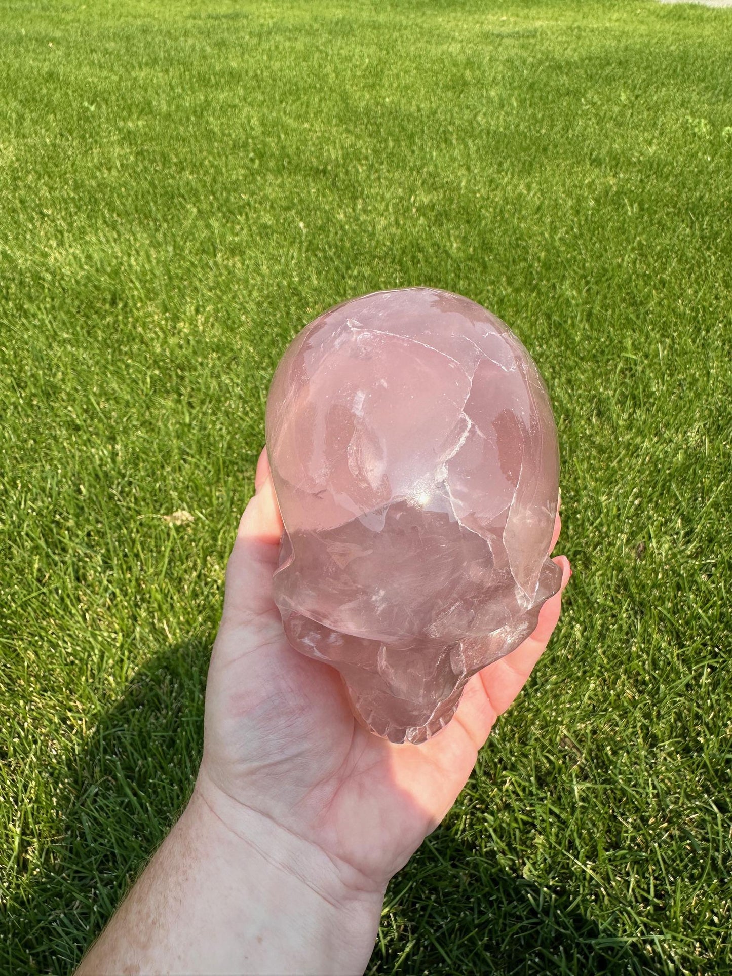 Dark Pink Rose Quartz Skull – 2 lbs 14 oz – 4 Inches Tall – Brazilian Healing Crystal