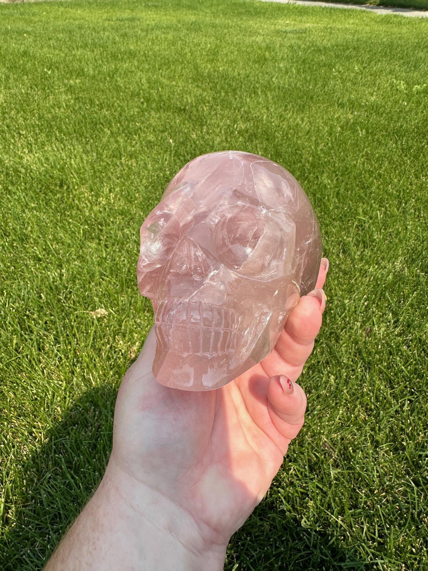 Dark Pink Rose Quartz Skull – 2 lbs 14 oz – 4 Inches Tall – Brazilian Healing Crystal