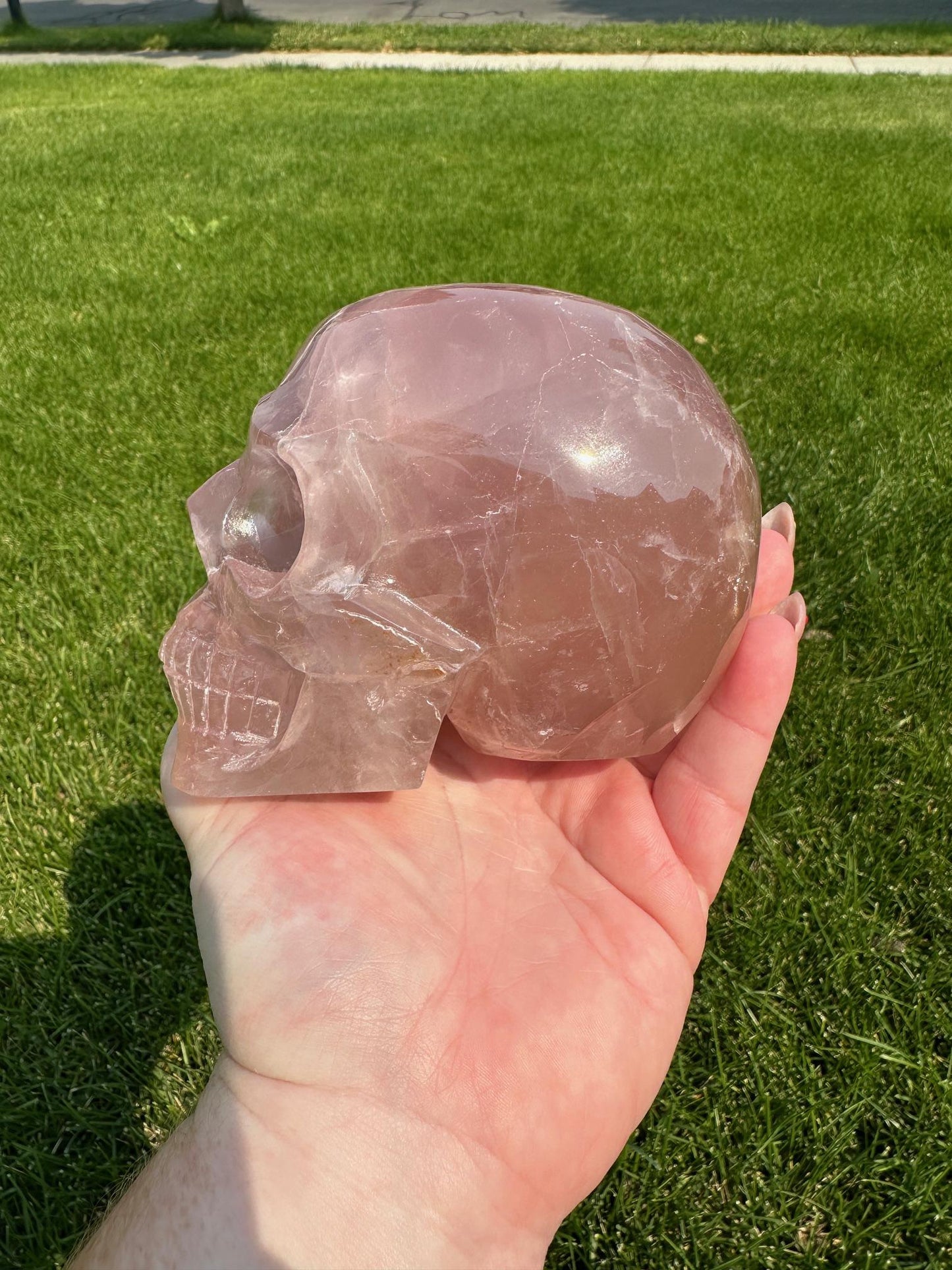 Dark Pink Rose Quartz Skull – 2 lbs 14 oz – 4 Inches Tall – Brazilian Healing Crystal