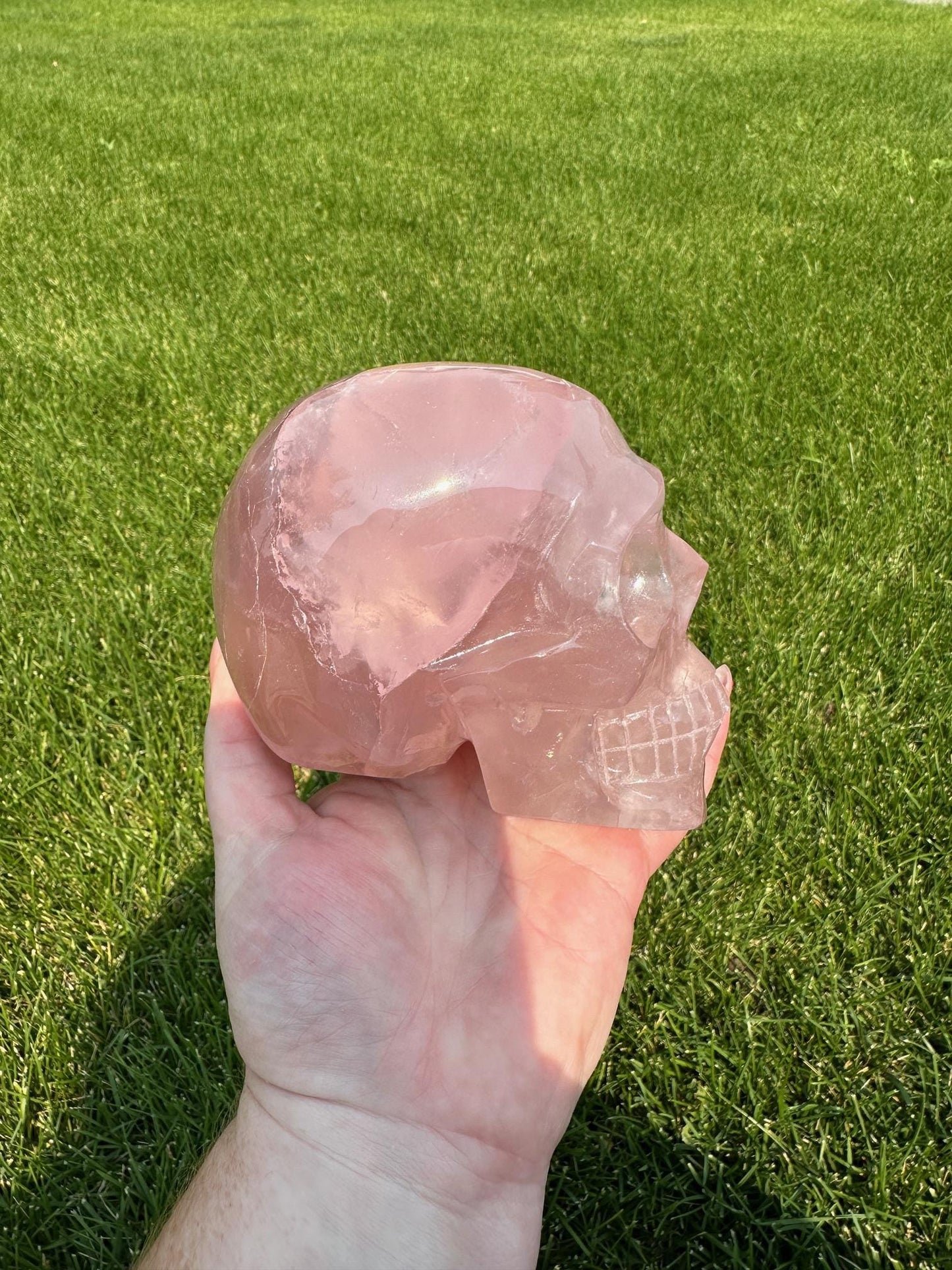 Dark Pink Rose Quartz Skull – 2 lbs 14 oz – 4 Inches Tall – Brazilian Healing Crystal