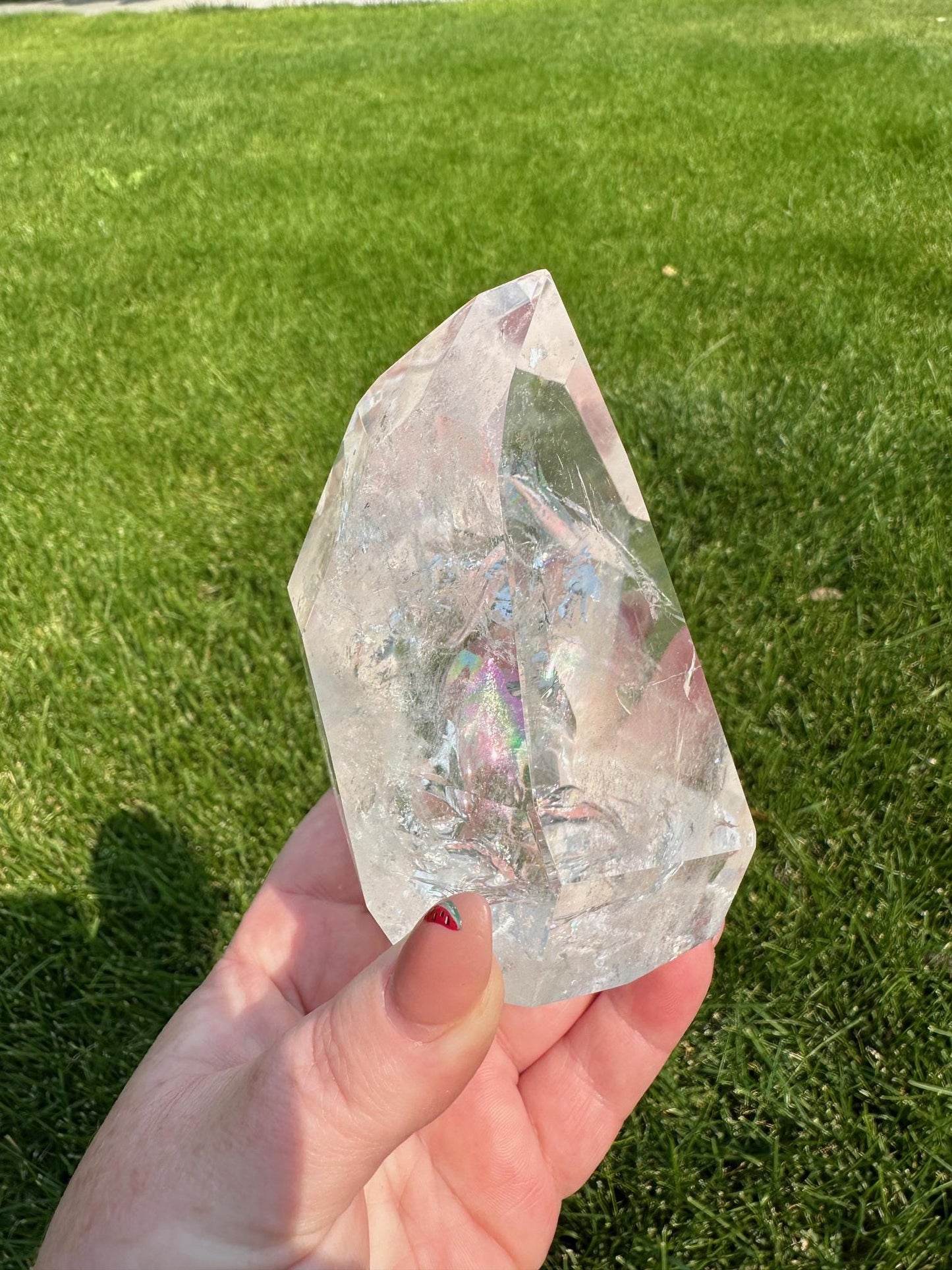 Clear Quartz Tower with Rainbows – 1 lb 7 oz – 3.7 Inches Tall – Powerful Energy Crystal