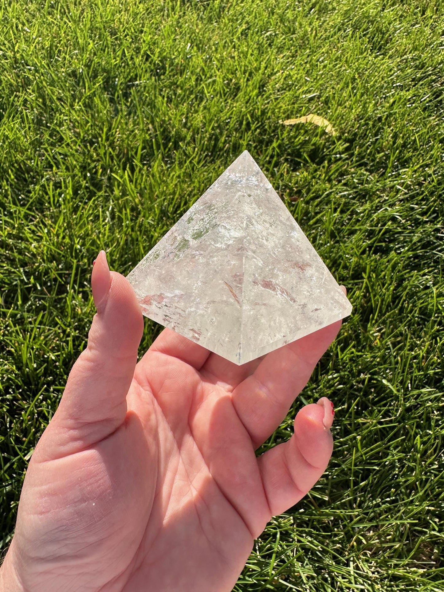 Clear Quartz Polished Pyramid - 2" Tall, 8 oz - Energy Amplification & Manifestation Crystal