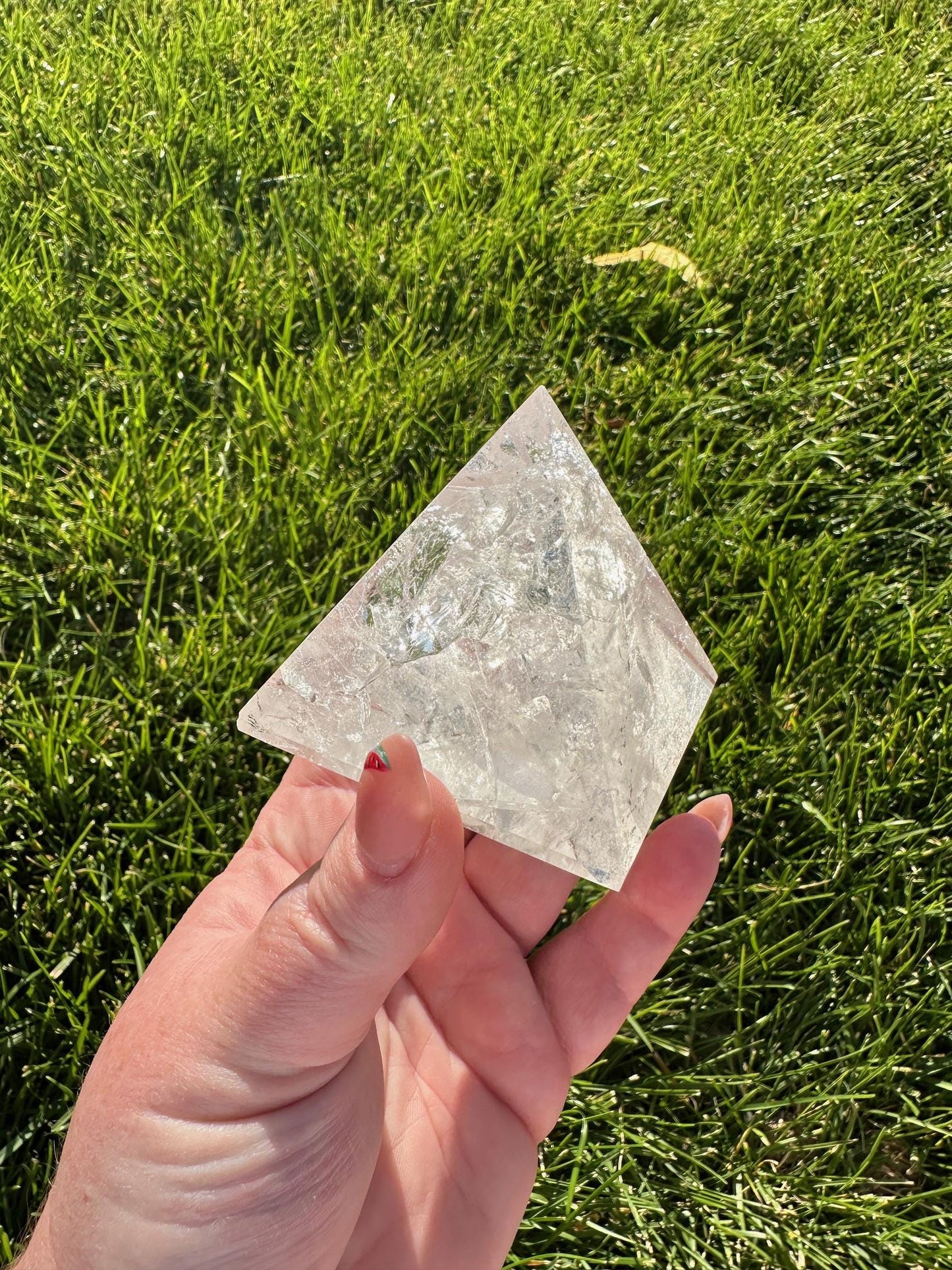 Clear Quartz Polished Pyramid - 2" Tall, 8 oz - Energy Amplification & Manifestation Crystal