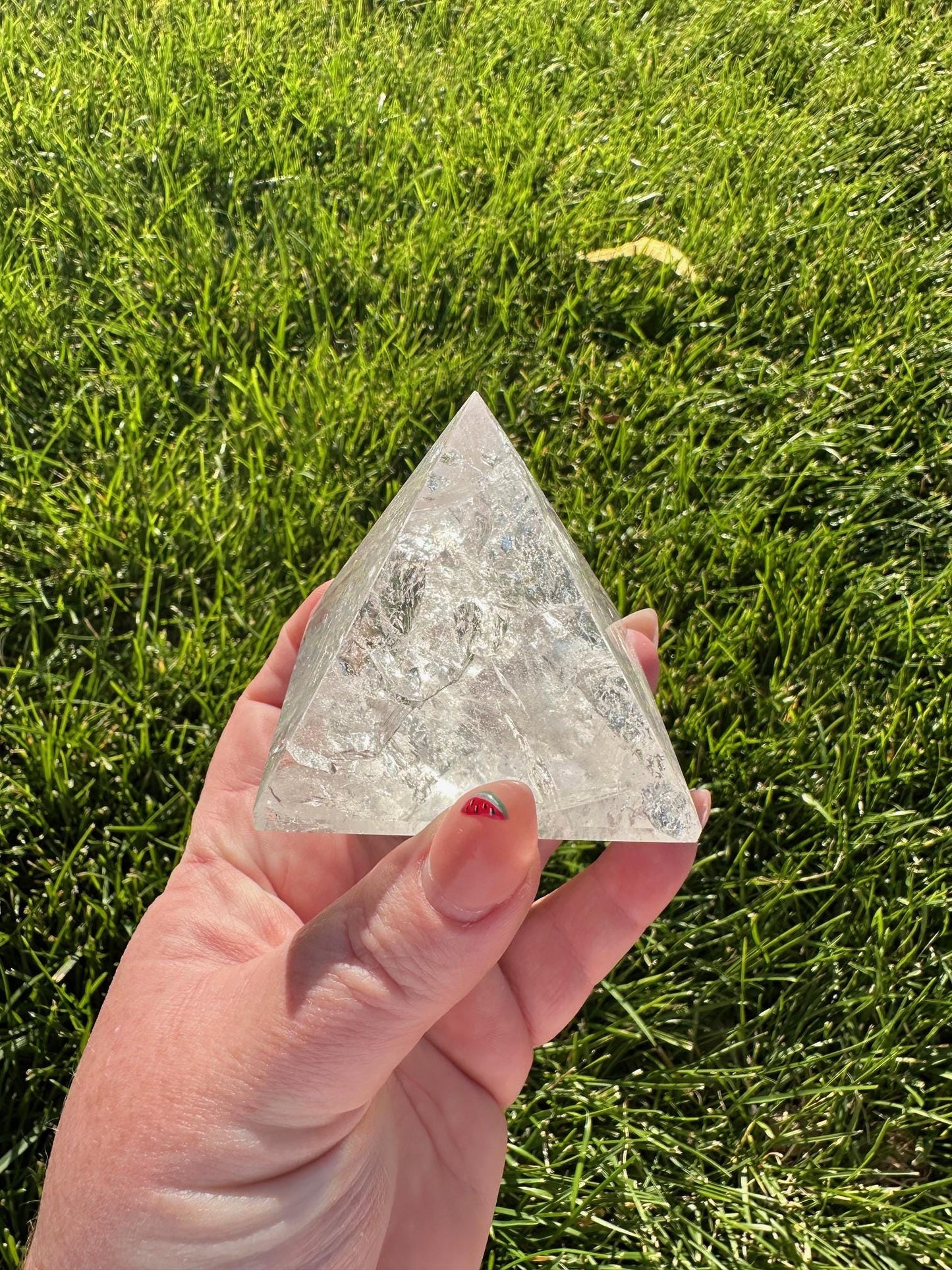 Clear Quartz Polished Pyramid - 2" Tall, 8 oz - Energy Amplification & Manifestation Crystal