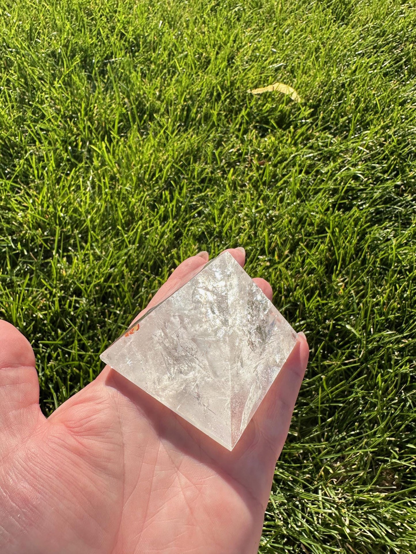 Clear Quartz Polished Pyramid - 2" Tall, 8 oz - Energy Amplification & Manifestation Crystal