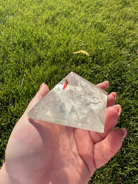 Clear Quartz Pyramid with Rainbows - 1.4" Tall, 9 oz - Energy Amplification & Healing Crystal