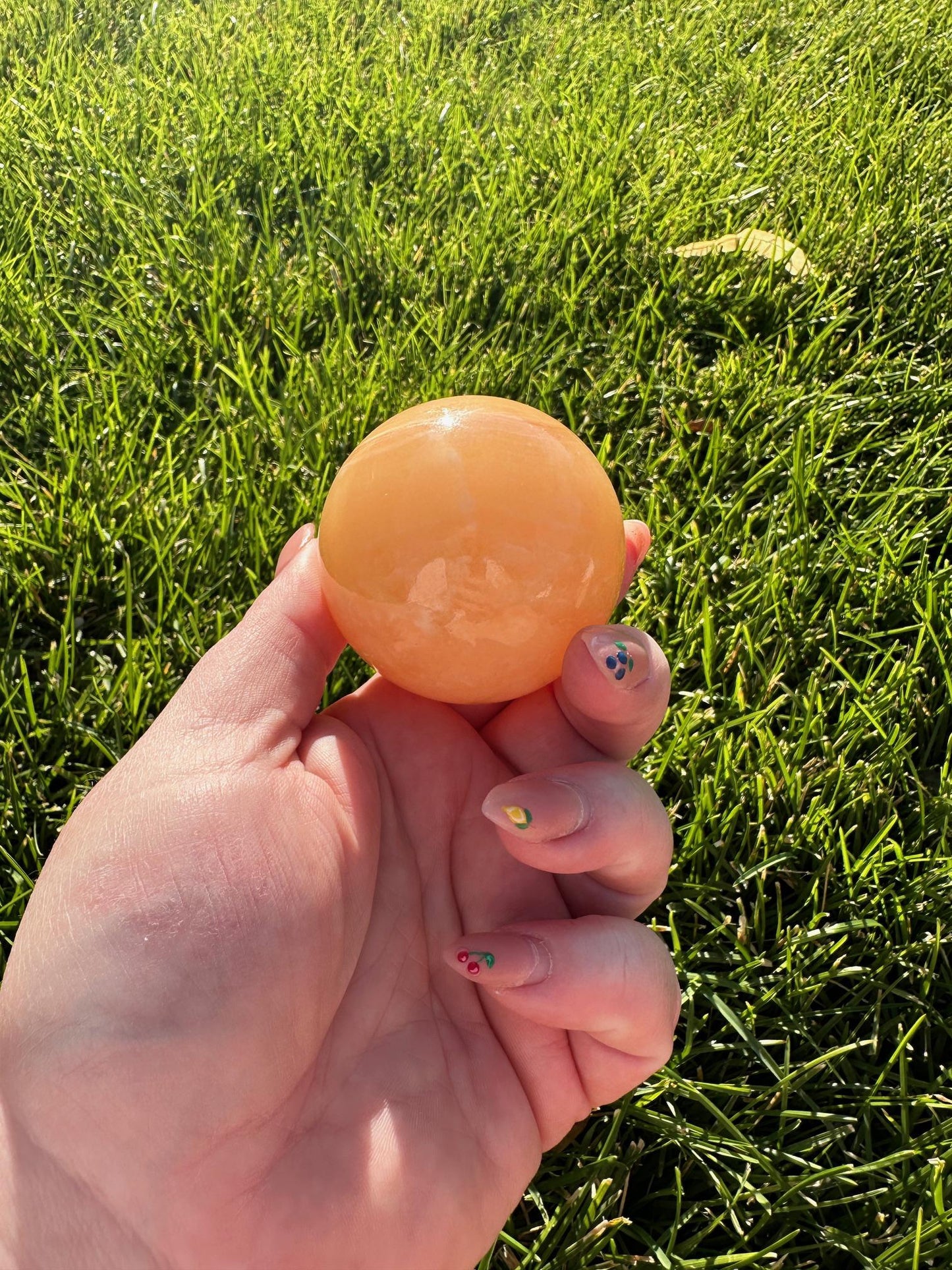 Orange Calcite Sphere – 2" Diameter, 8 oz – Joy, Creativity, and Emotional Healing Crystal