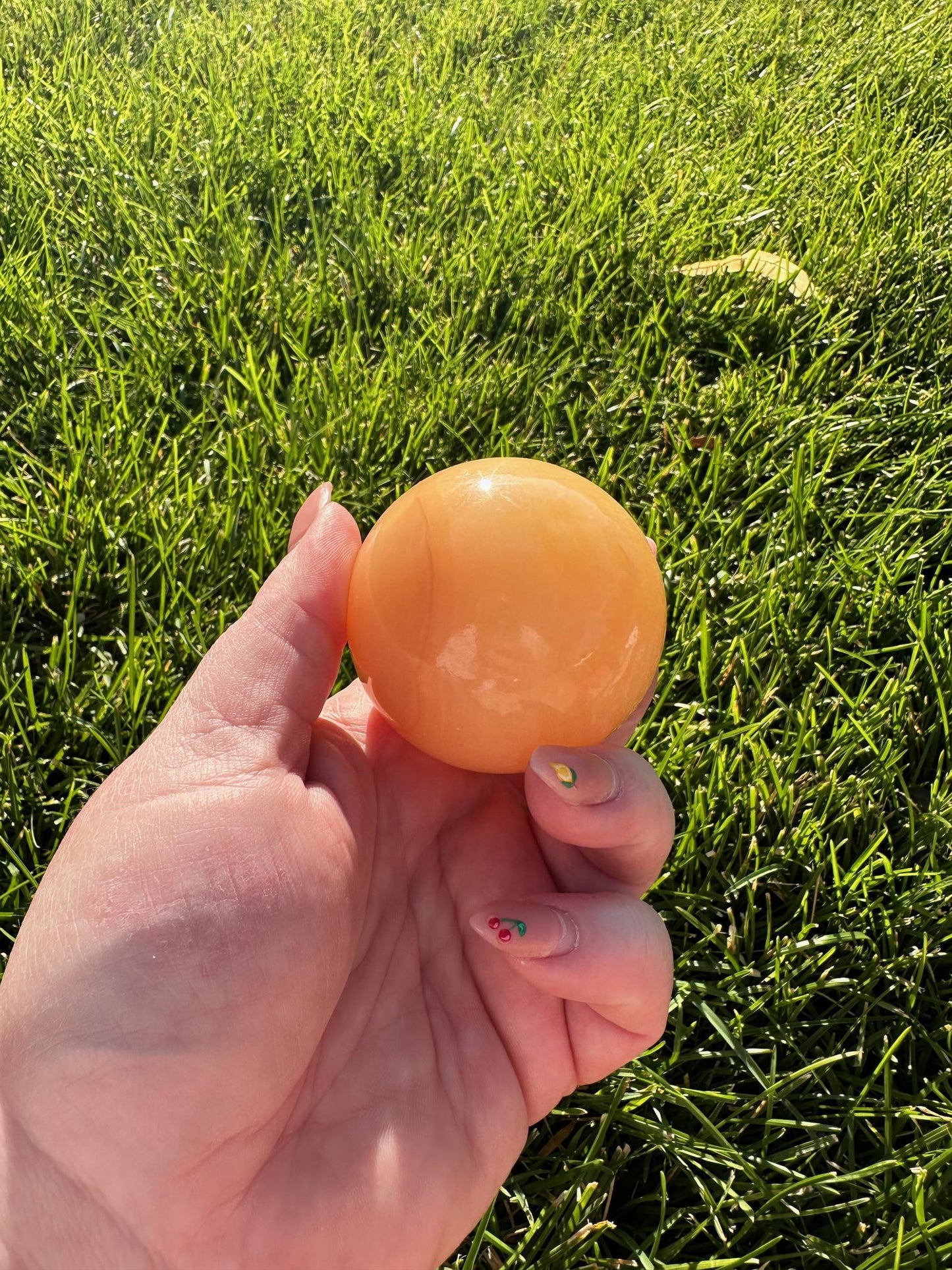 Orange Calcite Sphere – 2" Diameter, 8 oz – Joy, Creativity, and Emotional Healing Crystal