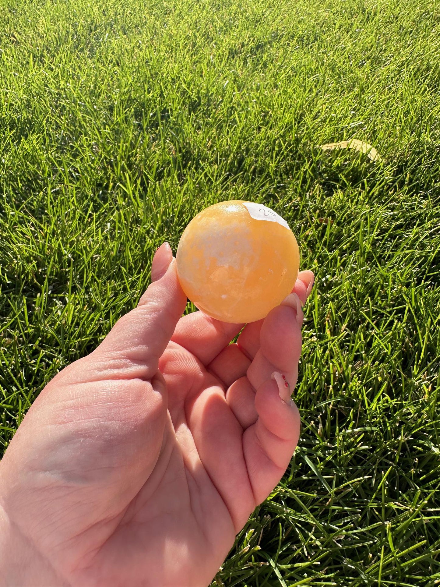 Orange Calcite Sphere – 1.7" Diameter, 6 oz – Energizing Creativity & Emotional Healing Crystal