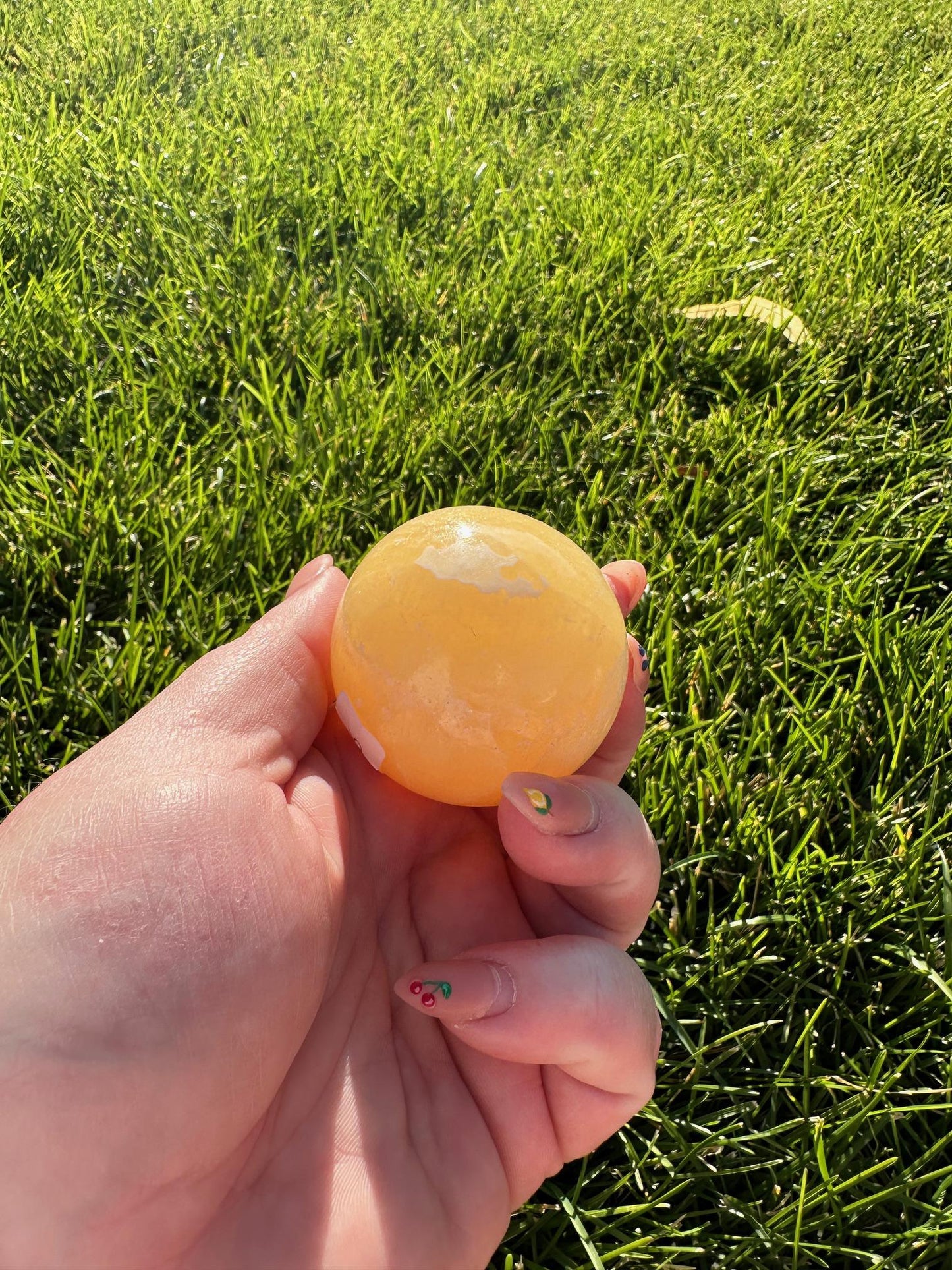 Orange Calcite Sphere – 1.7" Diameter, 6 oz – Energizing Creativity & Emotional Healing Crystal