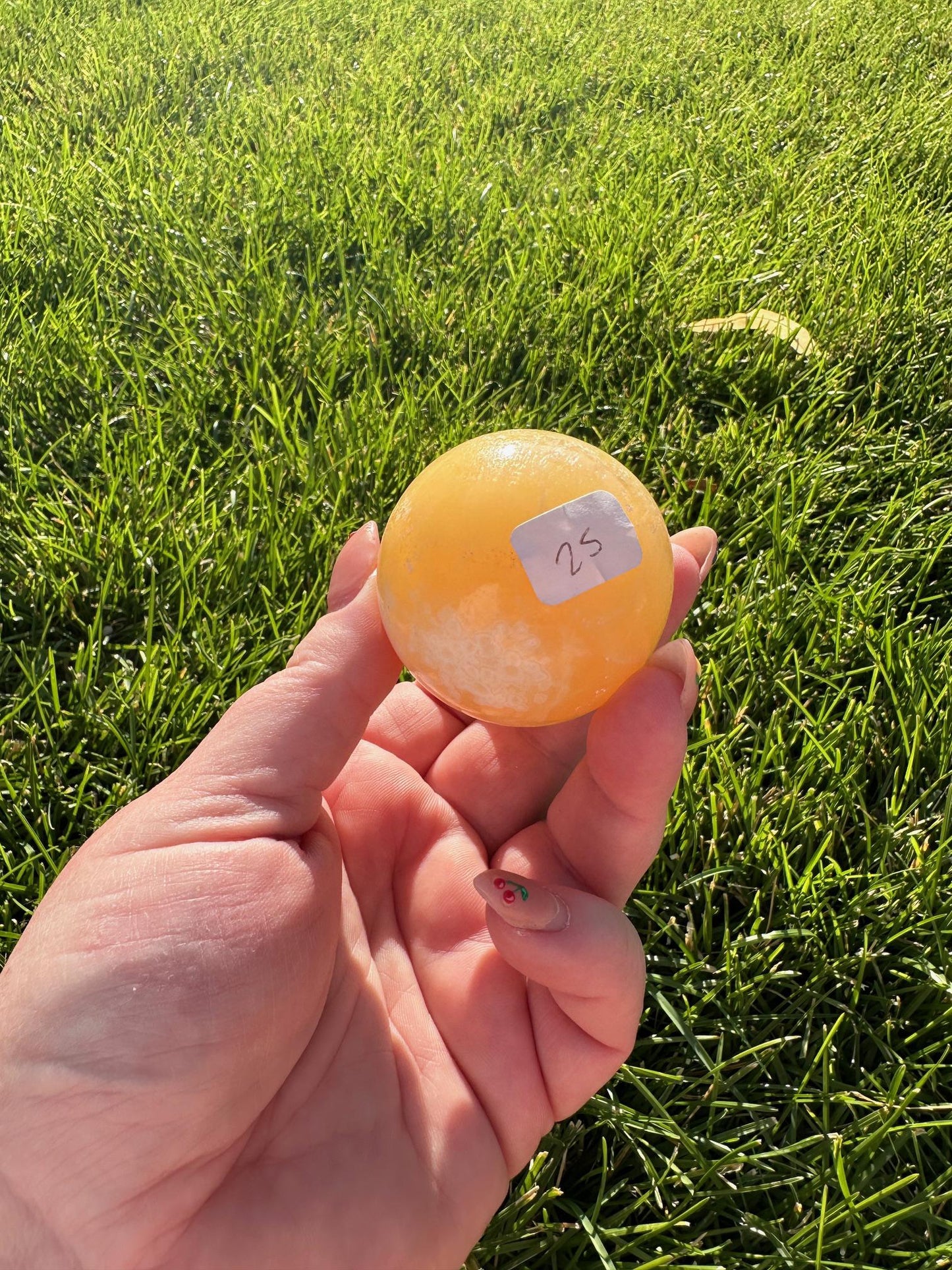 Orange Calcite Sphere – 1.7" Diameter, 6 oz – Energizing Creativity & Emotional Healing Crystal