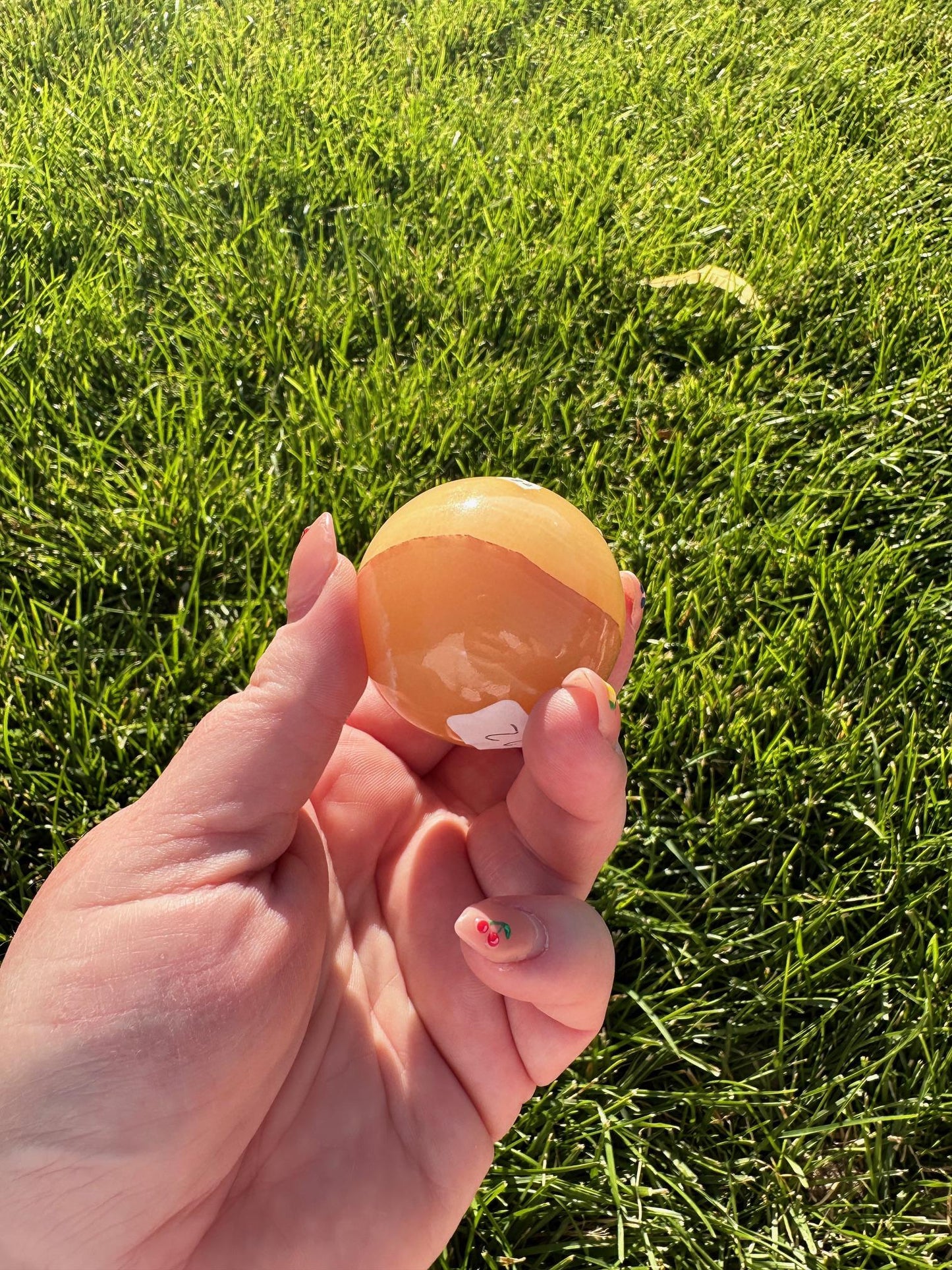 Orange Calcite Sphere – 1.6" Diameter, 5 oz – Creativity & Emotional Healing Crystal Ball