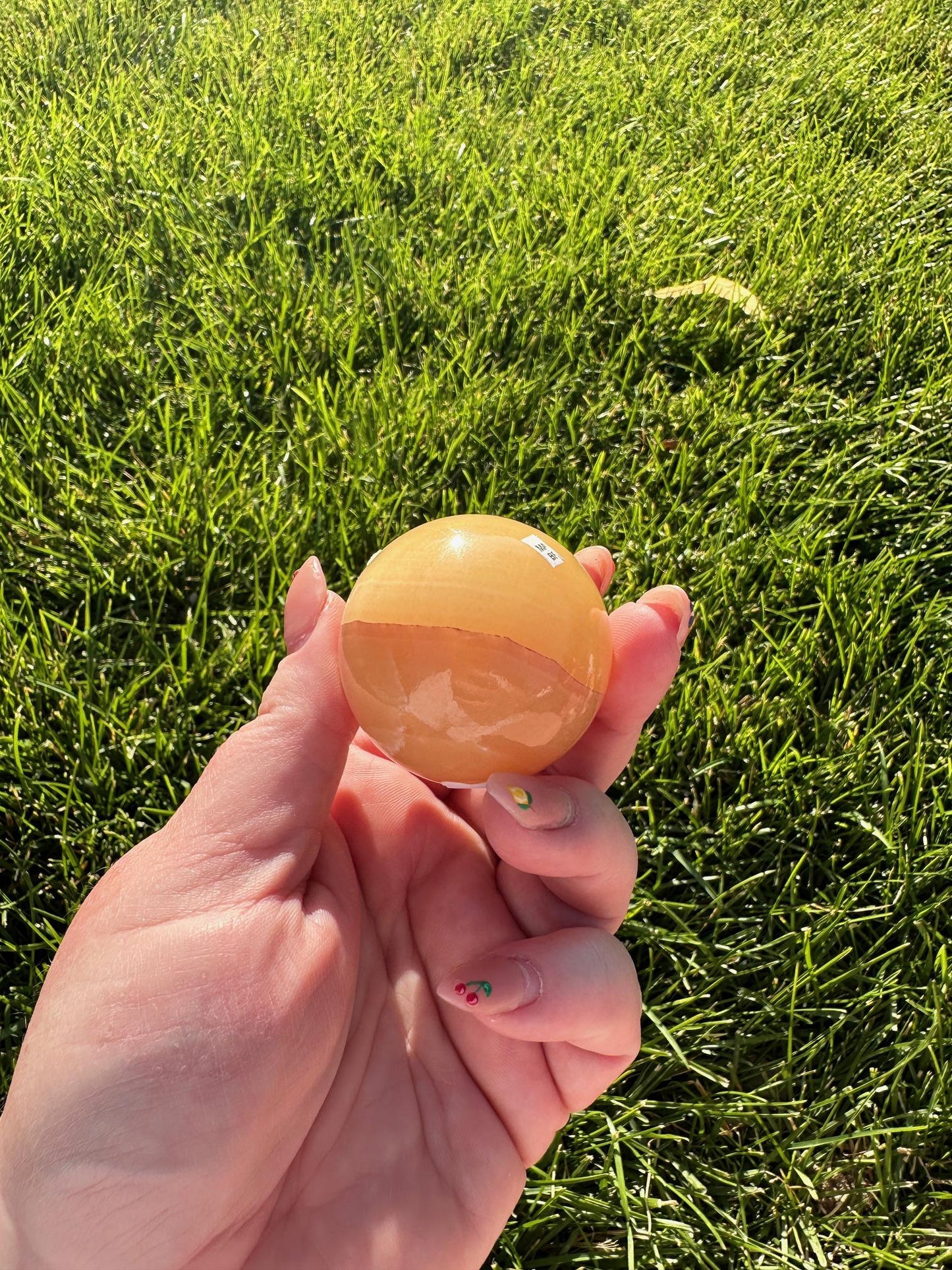 Orange Calcite Sphere – 1.6" Diameter, 5 oz – Creativity & Emotional Healing Crystal Ball