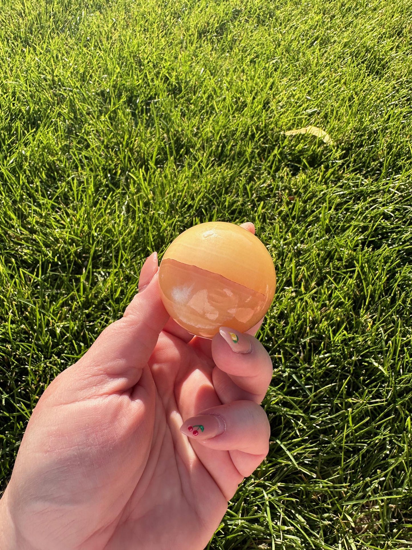 Orange Calcite Sphere – 1.6" Diameter, 5 oz – Creativity & Emotional Healing Crystal Ball